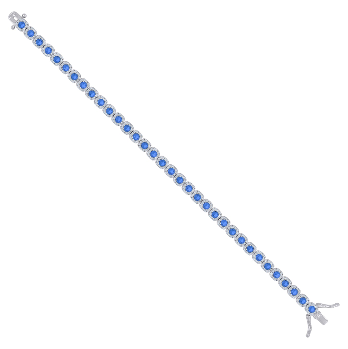 Sterling Silver Womens Cubic-Zirconia Link Fashion Bracelet Size 7 Inches