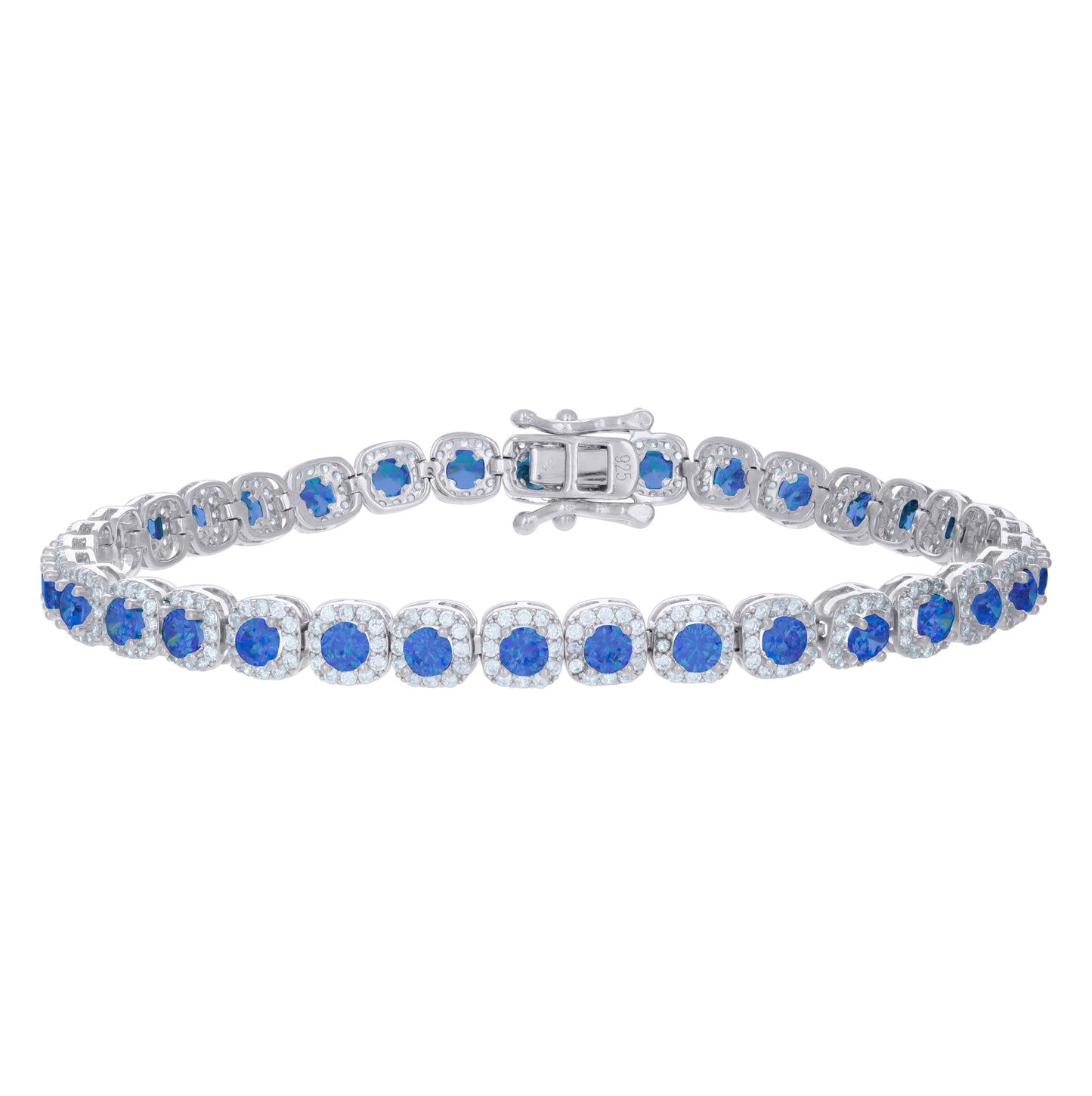 Sterling Silver Womens Cubic-Zirconia Link Fashion Bracelet Size 7 Inches