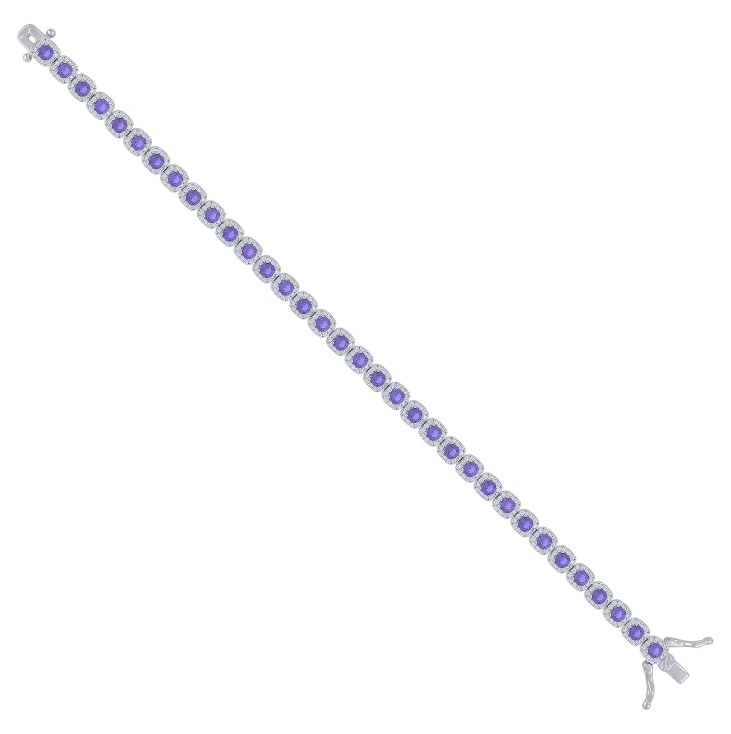 Sterling Silver Womens Cubic-Zirconia Link Fashion Bracelet Size 7 Inches