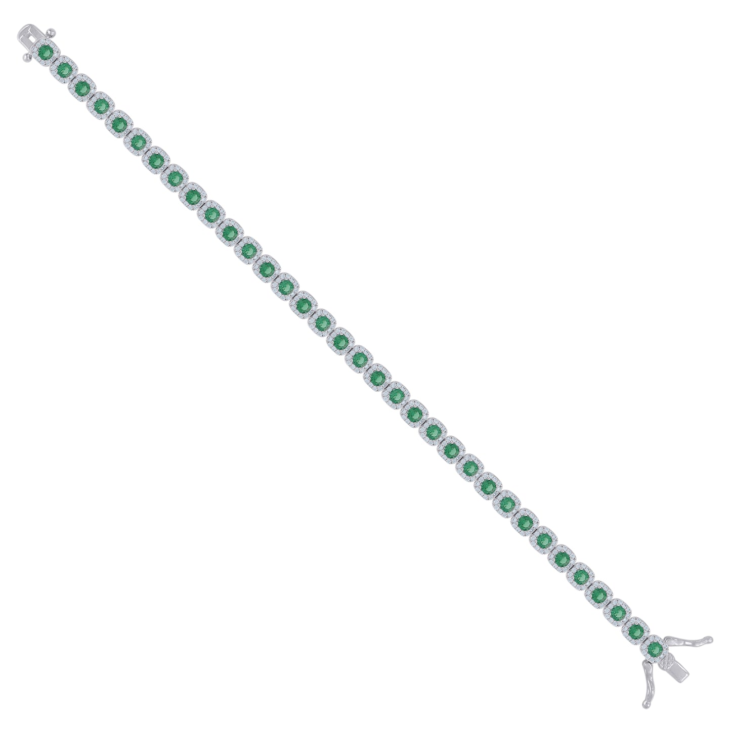 Sterling Silver Womens Cubic-Zirconia Link Fashion Bracelet Size 7 Inches
