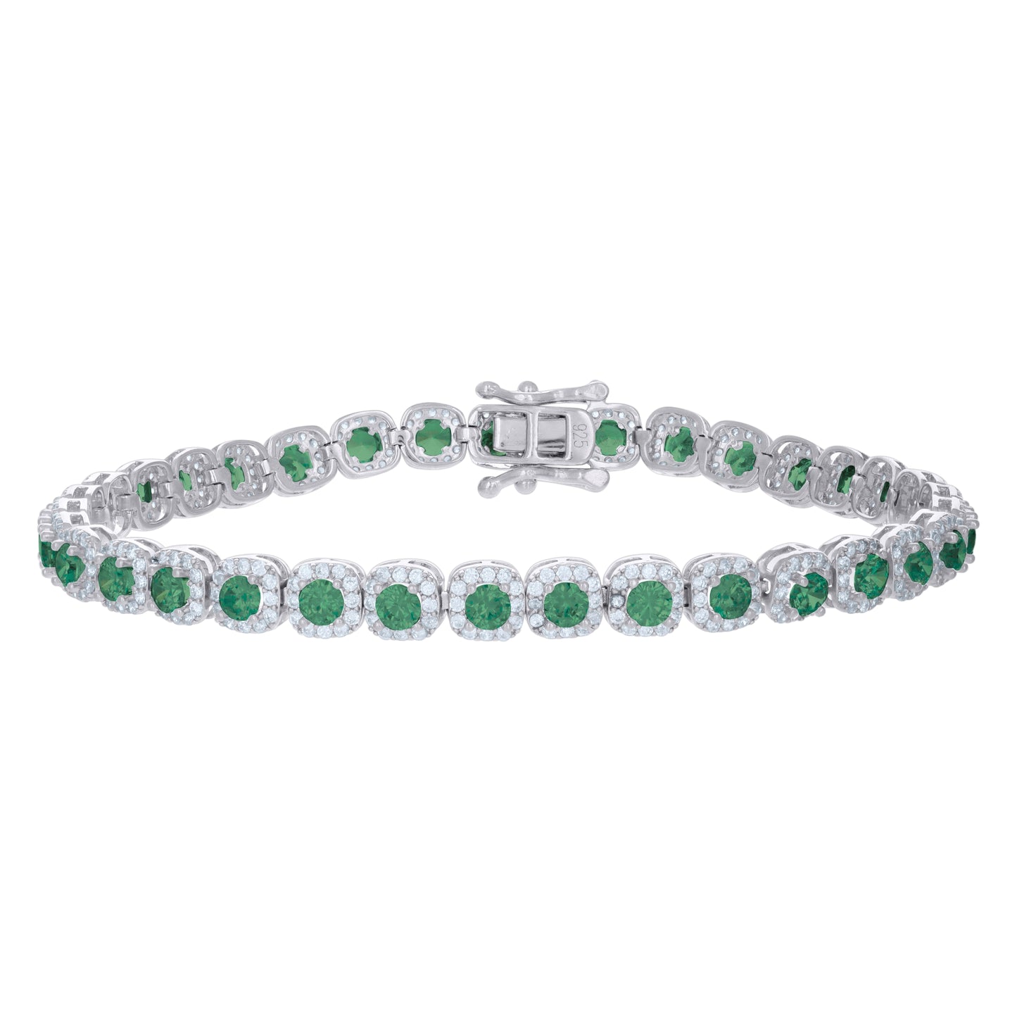 Sterling Silver Womens Cubic-Zirconia Link Fashion Bracelet Size 7 Inches