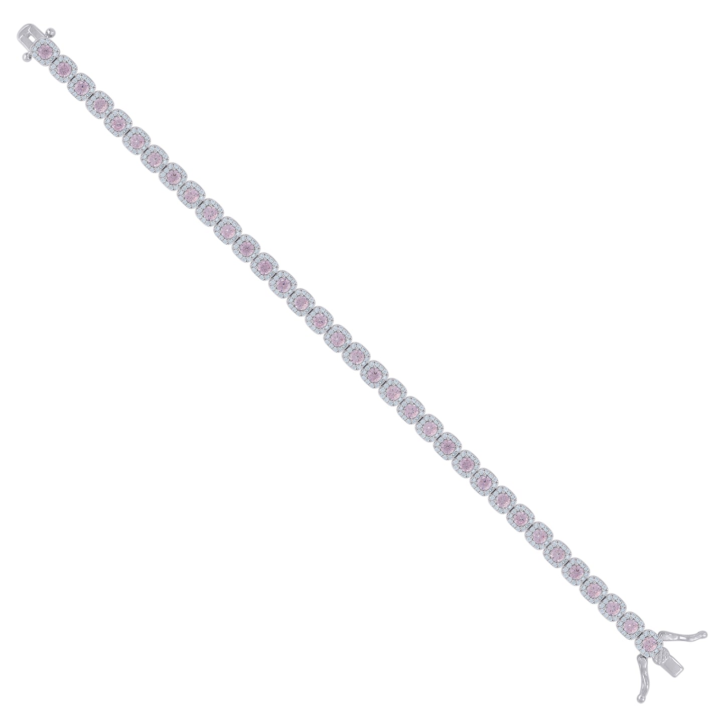 Sterling Silver Womens Cubic-Zirconia Link Fashion Bracelet Size 7 Inches
