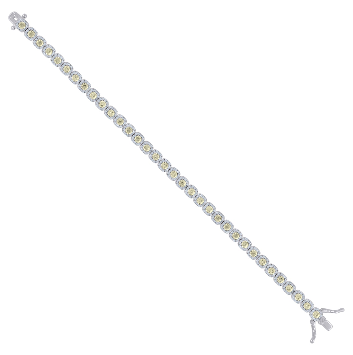 Sterling Silver Womens Cubic-Zirconia Link Fashion Bracelet Size 7 Inches
