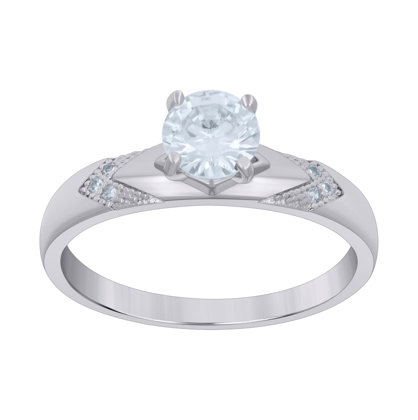 Sterling Silver Womens Cubic-Zirconia Trio Bridal Anniversary Wedding Engagement Band Ring Set