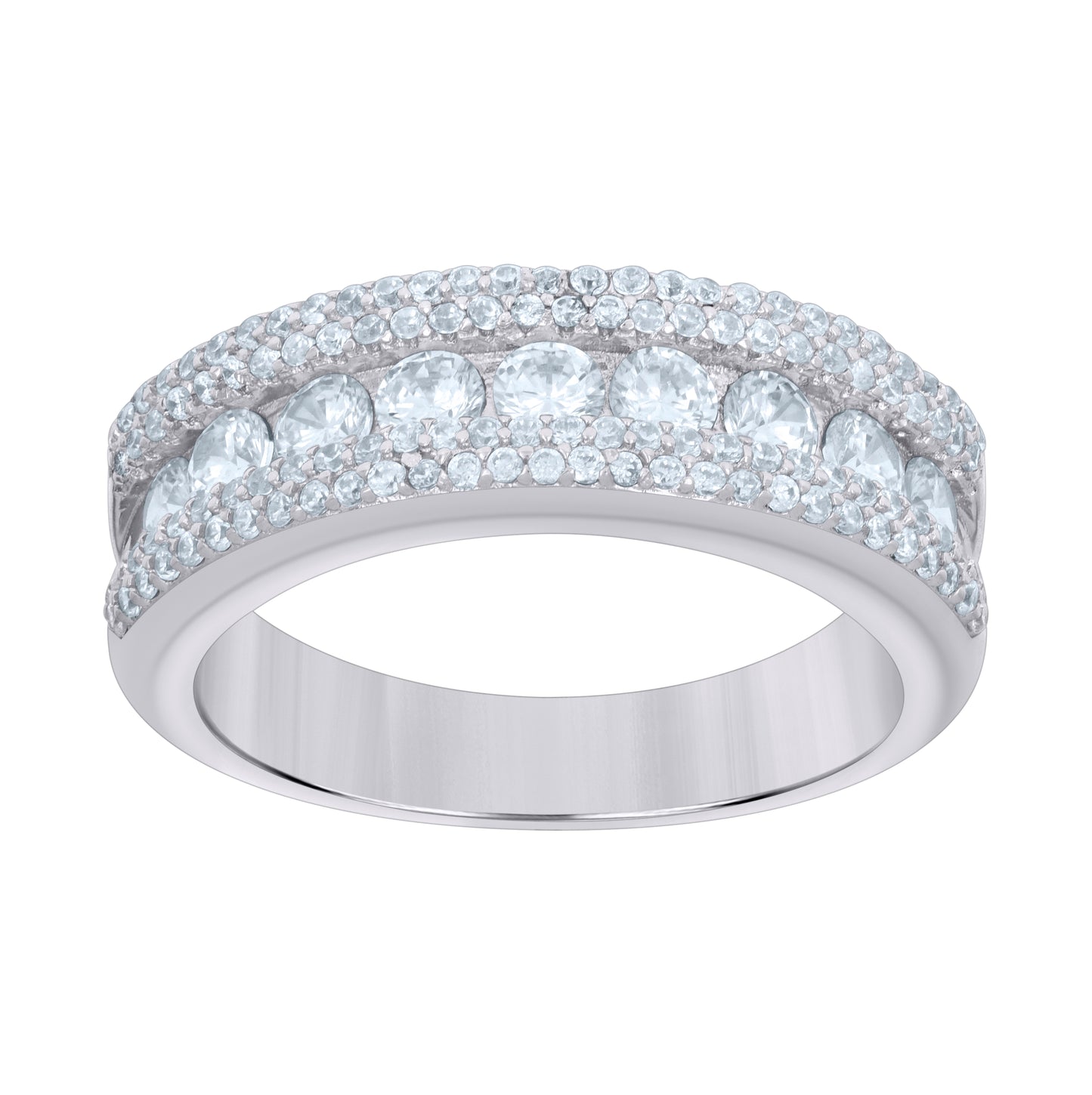 Sterling Silver Women's Cubic-Zirconia Fashion Bridal Anniversary Wedding Engagement Band Ring