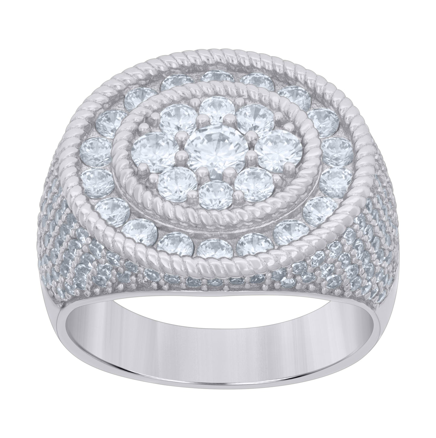 Sterling Silver Men's Cubic-Zirconia Fashion Bridal Anniversary Wedding Engagement Band Ring