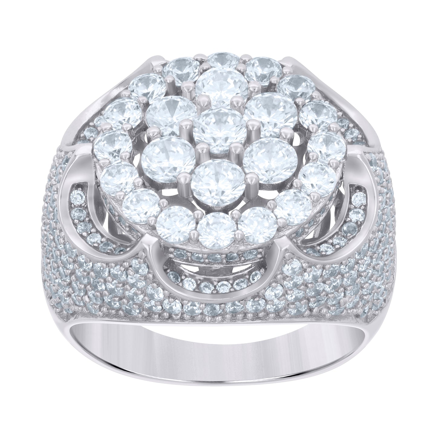 Sterling Silver Men's Cubic-Zirconia Fashion Bridal Anniversary Wedding Engagement Band Ring