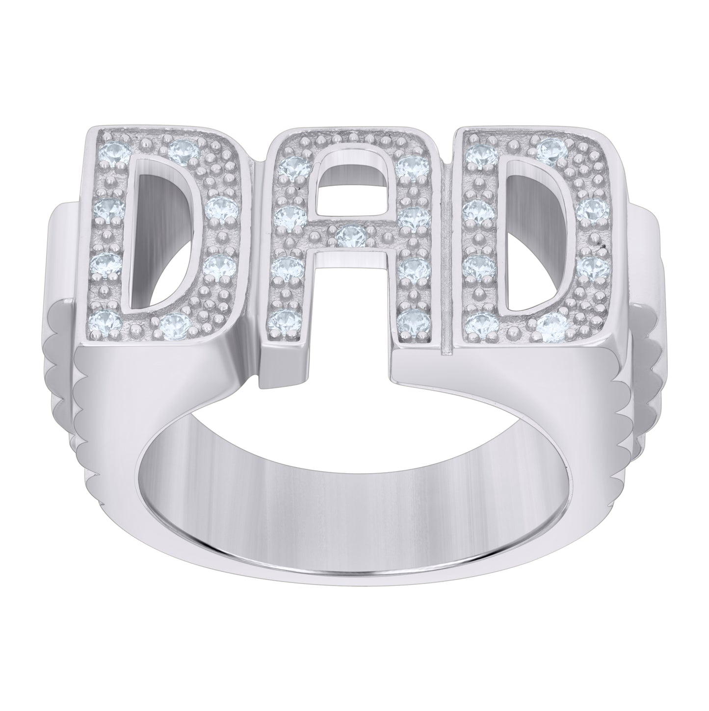 Sterling Silver Mens Cubic-Zirconia DAD Fashion Bridal Anniversary Wedding Engagement Band Ring