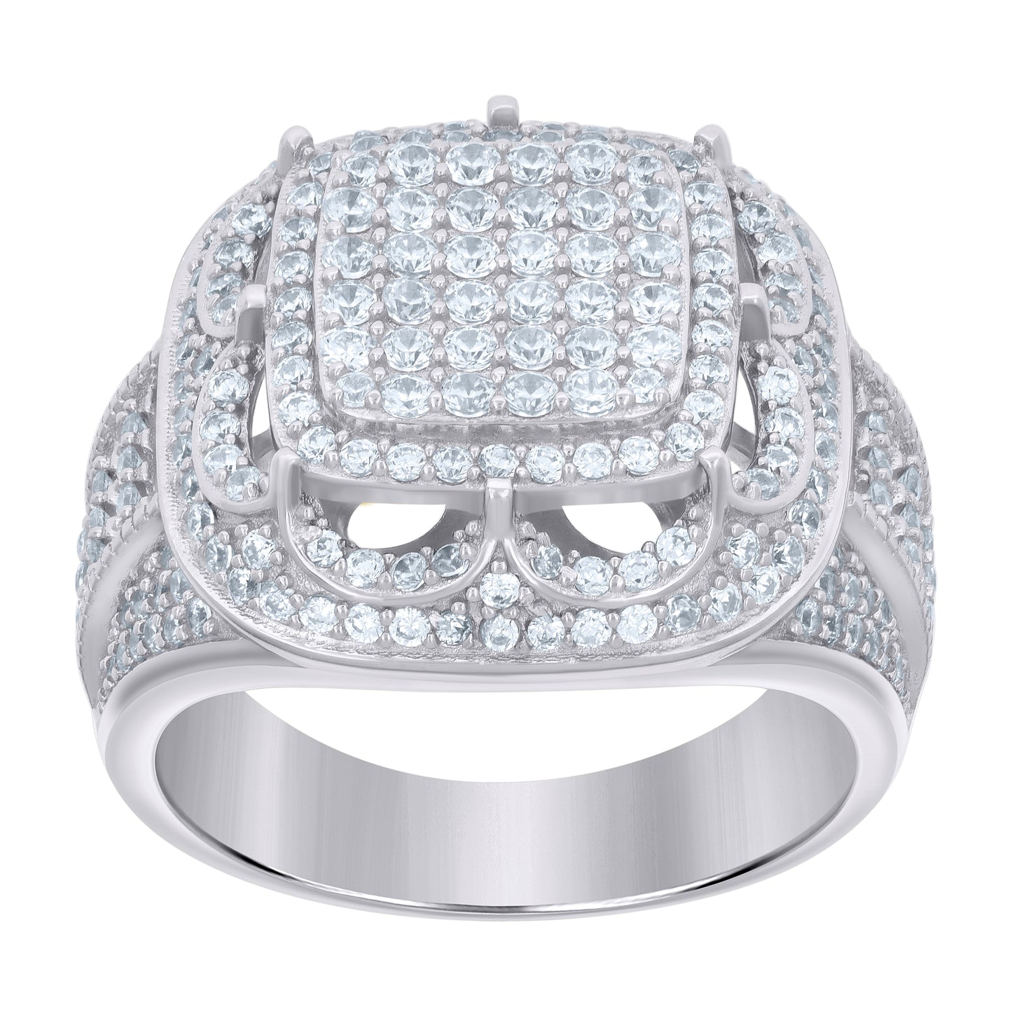 Sterling Silver Men's Cubic-Zirconia Fashion Bridal Anniversary Wedding Engagement Band Ring