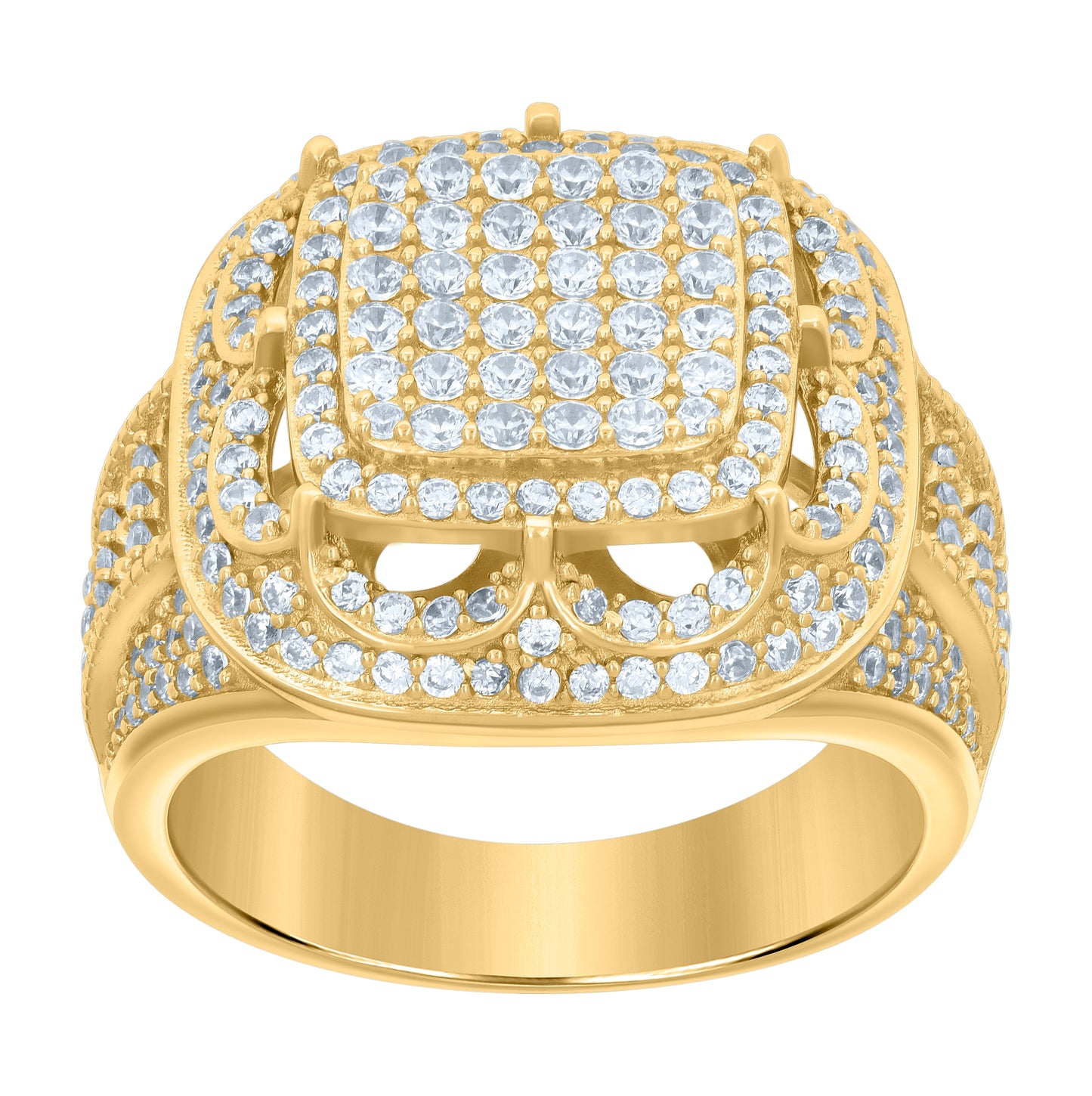 Sterling Silver Yellow-tone Men's Cubic-Zirconia Fashion Bridal Anniversary Wedding Engagement Band Ring