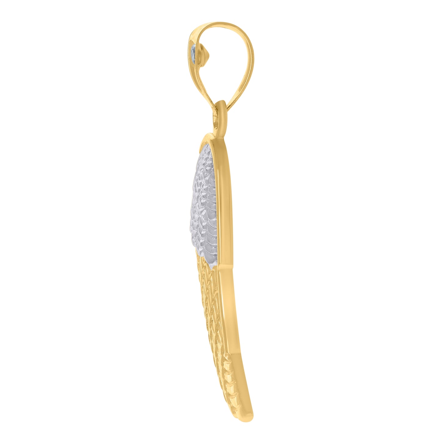 10K Two-tone Gold Womens Cubic-Zirconia Angel Wing Charm Pendant