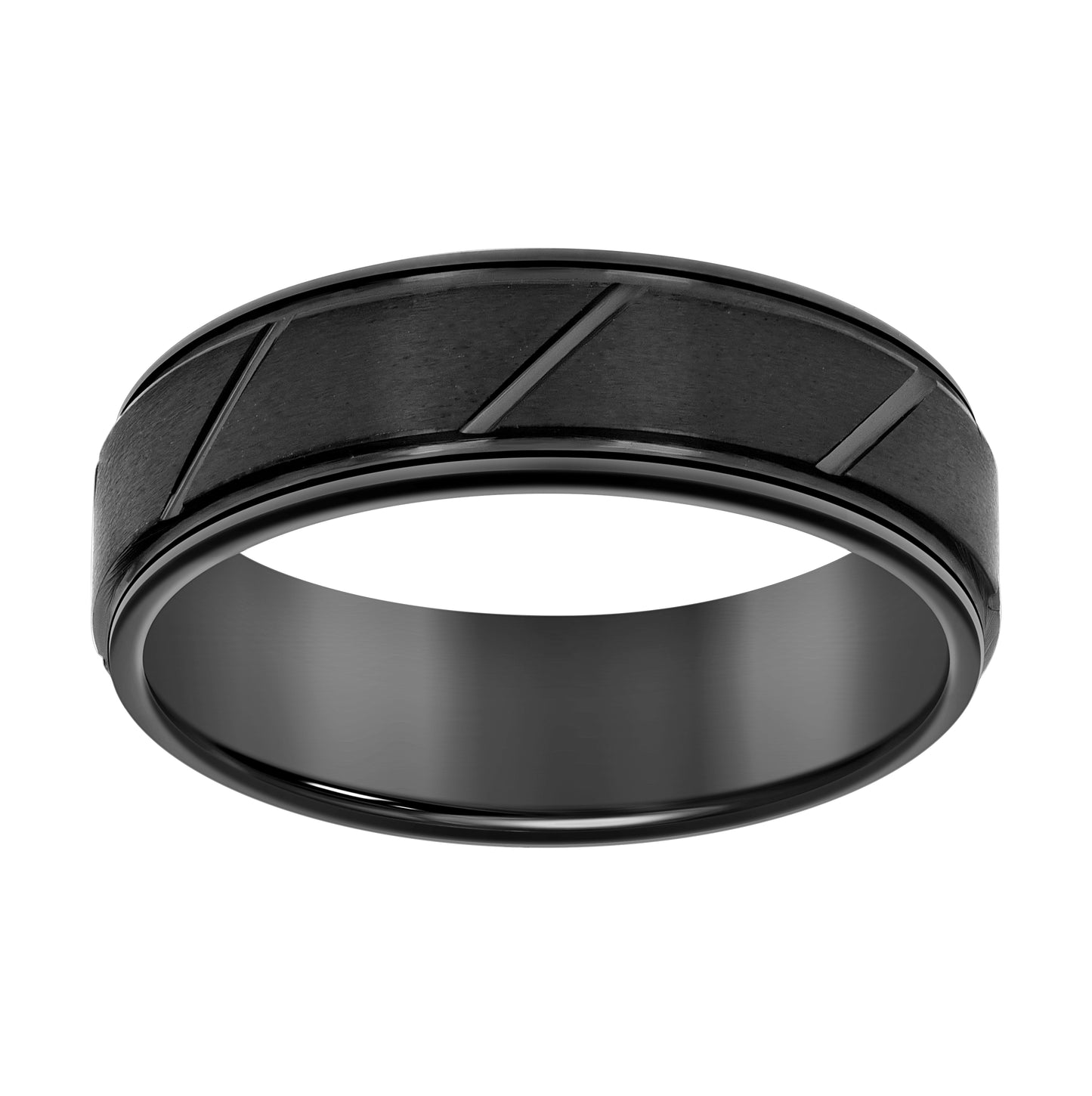 Tungsten Black-tone Mens 8mm Grooved Comfort-fit Bridal Anniversary Engagement Wedding Band