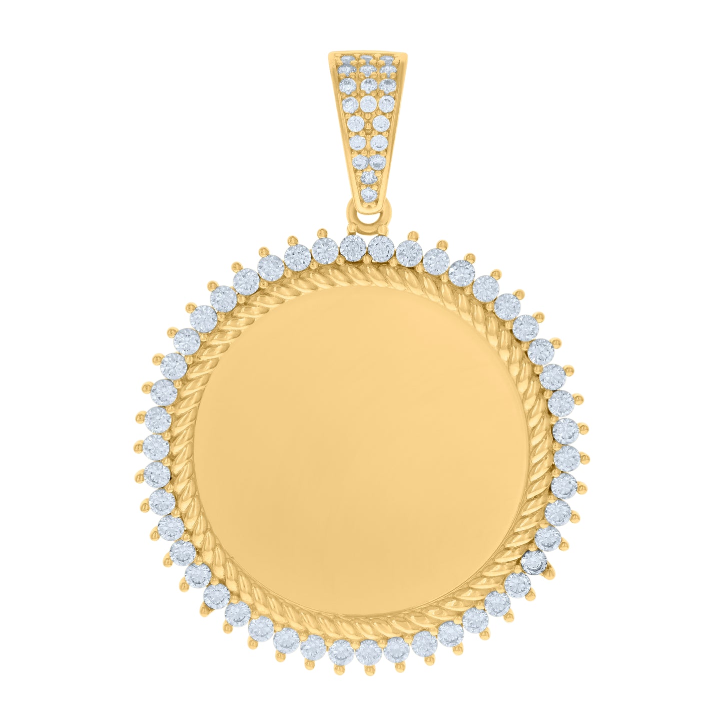 10K Yellow Gold Mens Cubic-Zirconia Photo Frame Charm Pendant