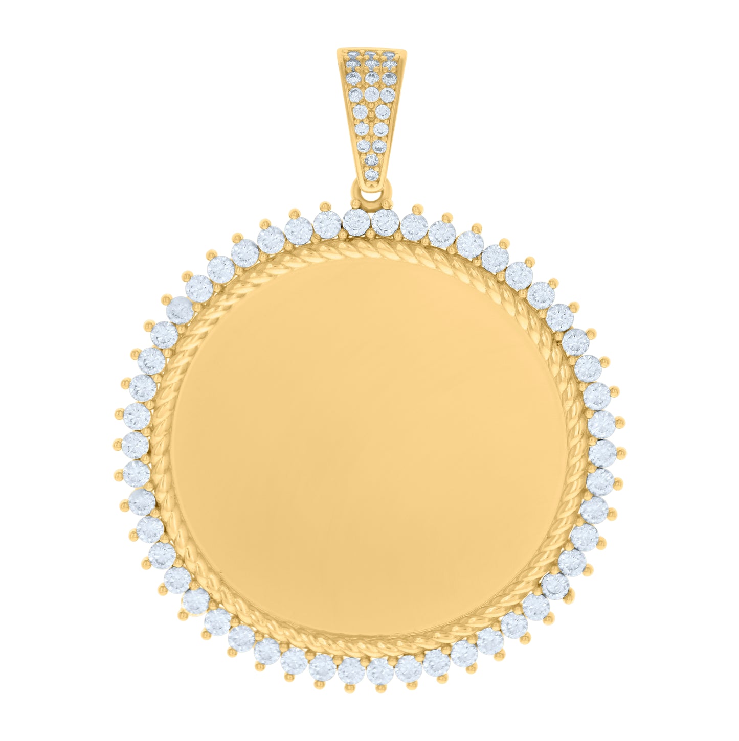 10K Yellow Gold Mens Cubic-Zirconia Photo Frame Charm Pendant