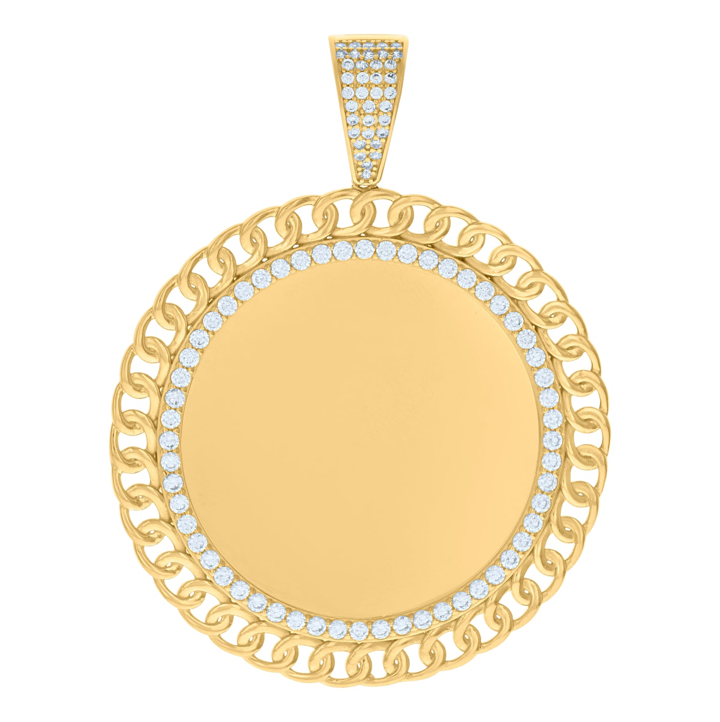 10K Yellow Gold Mens Cubic-Zirconia Cuban Photo Frame Charm Pendant