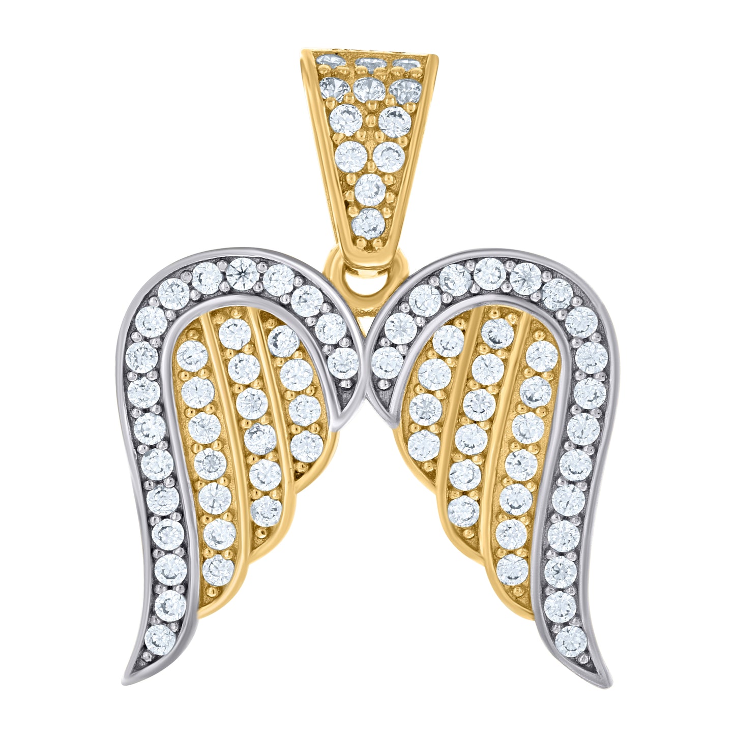10K Two-tone Gold Unisex Cubic-Zirconia Angel Wings Charm Pendant