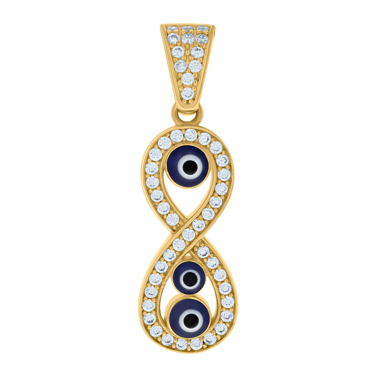 10K Yellow Gold Womens Cubic-Zirconia Enamel Infinity Evil Eye Good Luck Charm Pendant