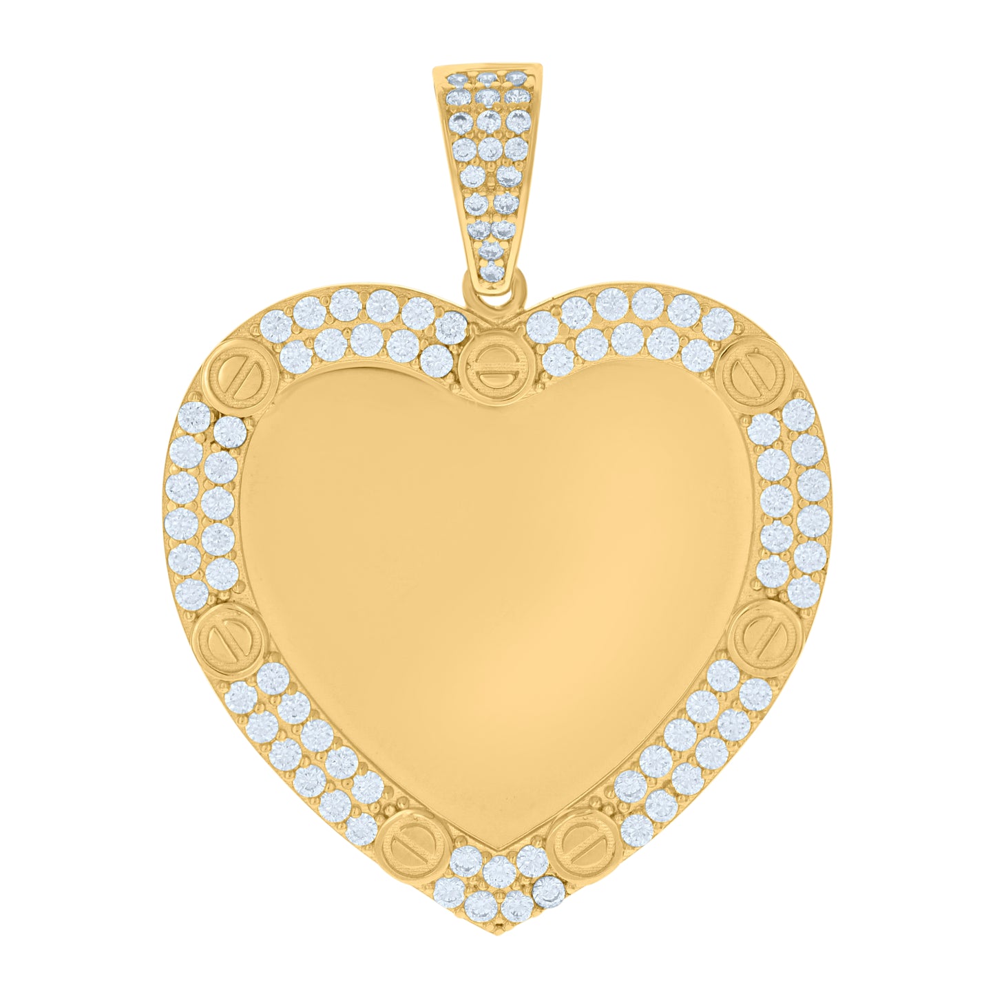 10K Yellow Gold Womens Cubic-Zirconia Heart Charm Pendant