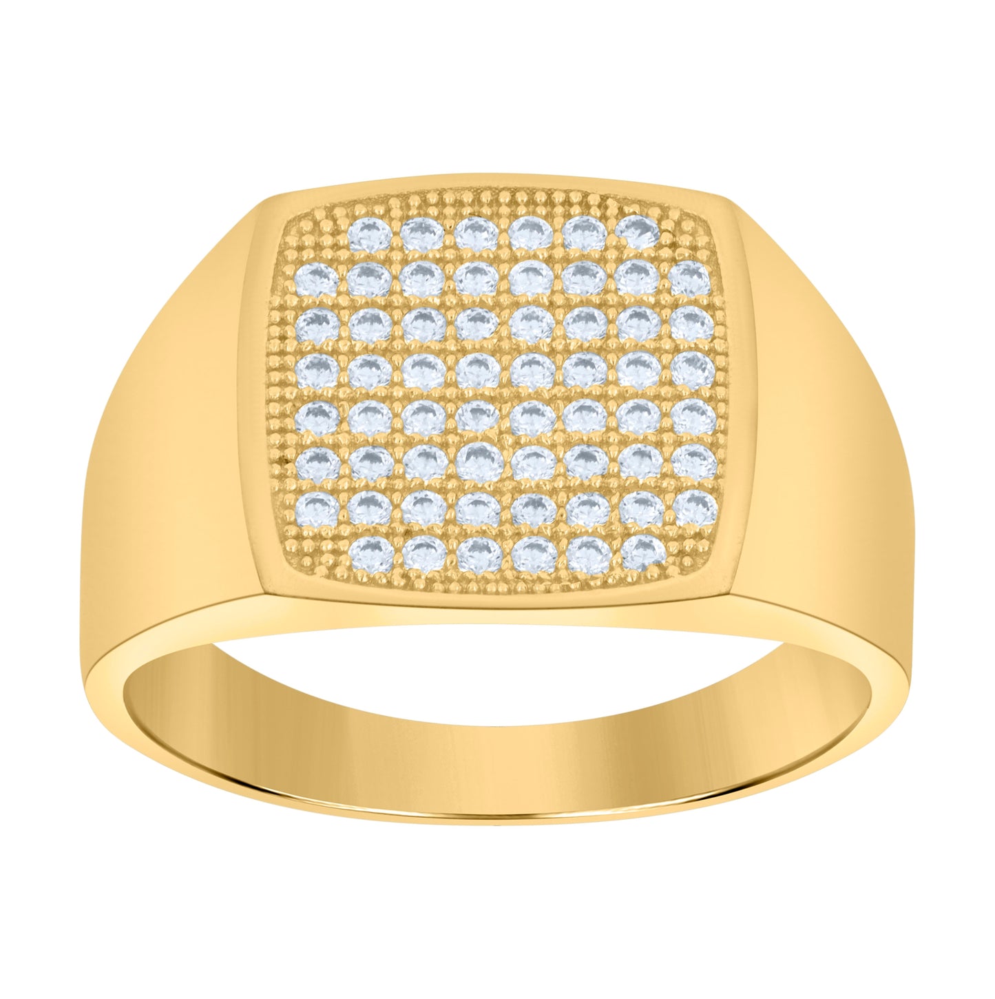 10K Yellow Gold Mens Cubic-Zirconia Square Head Fashion Ring