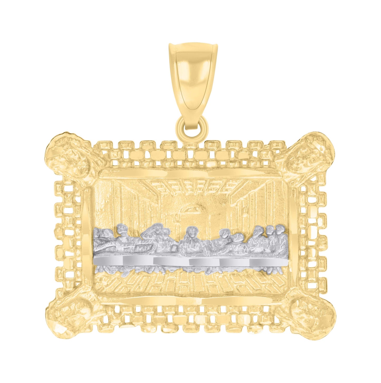 10K Yellow Gold Mens Last Supper Religious Charm Pendant