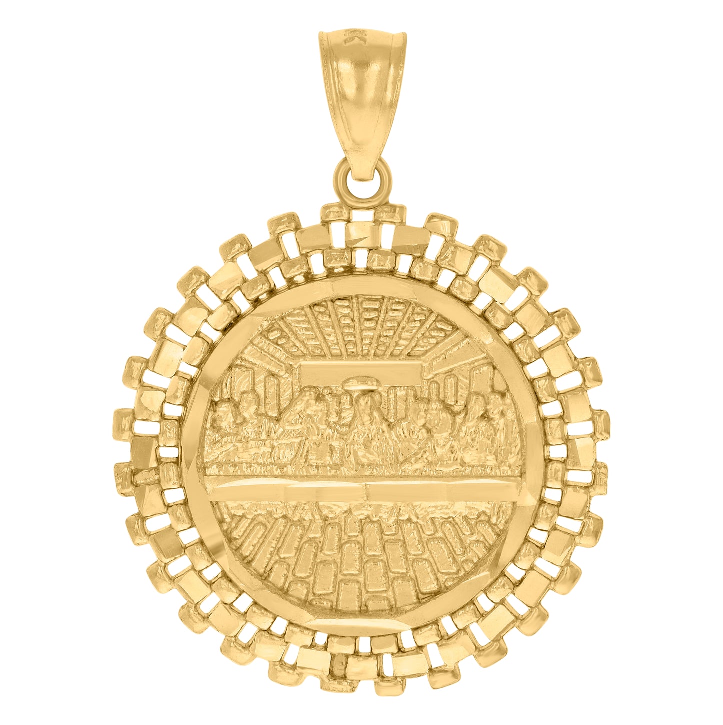 10K Yellow Gold Mens Last Supper Religious Charm Pendant