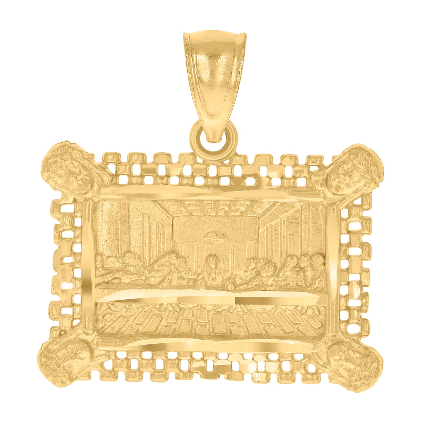 10K Yellow Gold Mens Last Supper Religious Charm Pendant