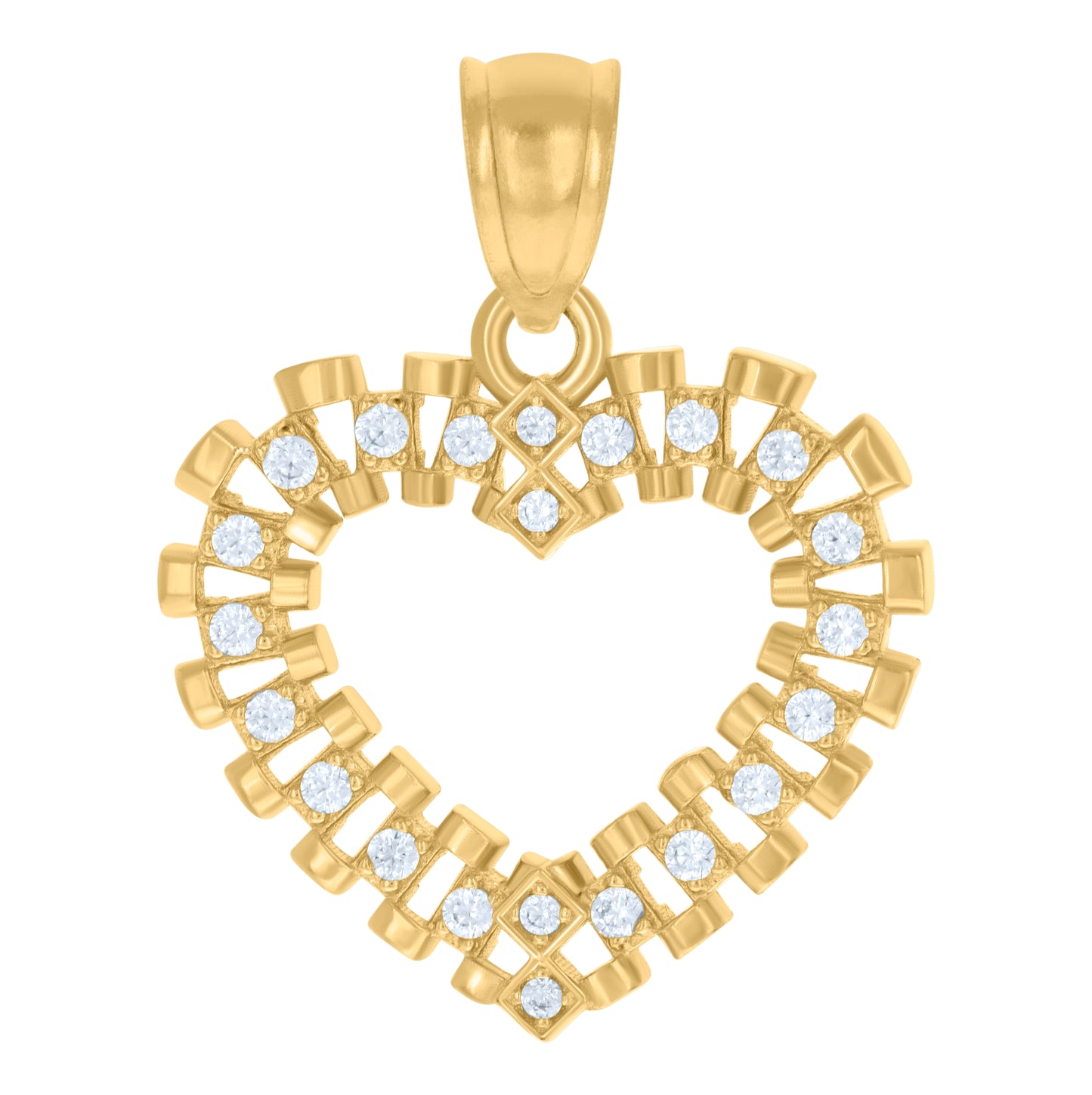 10K Yellow Gold Womens Cubic-Zirconia Heart Charm Pendant