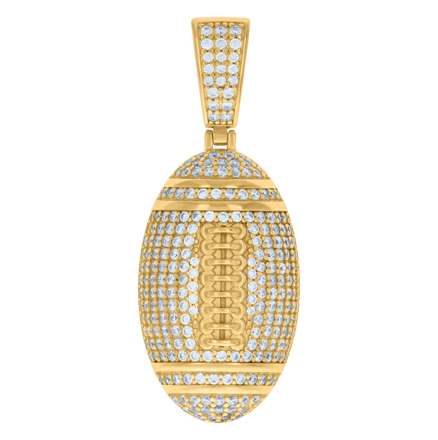 Sterling Silver Yellow-tone Mens Cubic-Zirconia Football Sport Charm Pendant