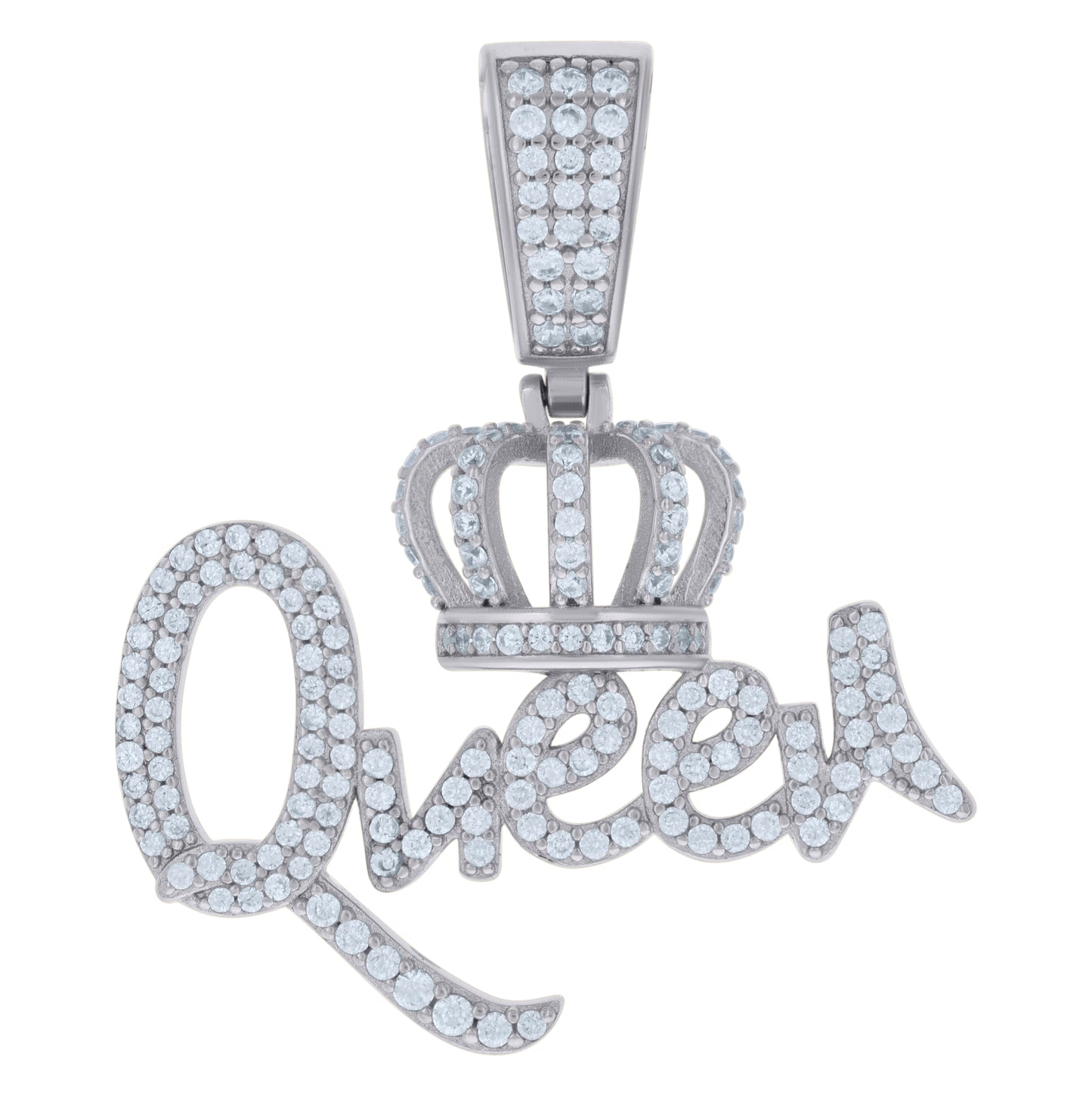 Sterling Silver Womens Cubic-Zirconia Queen Fashion Charm Pendant