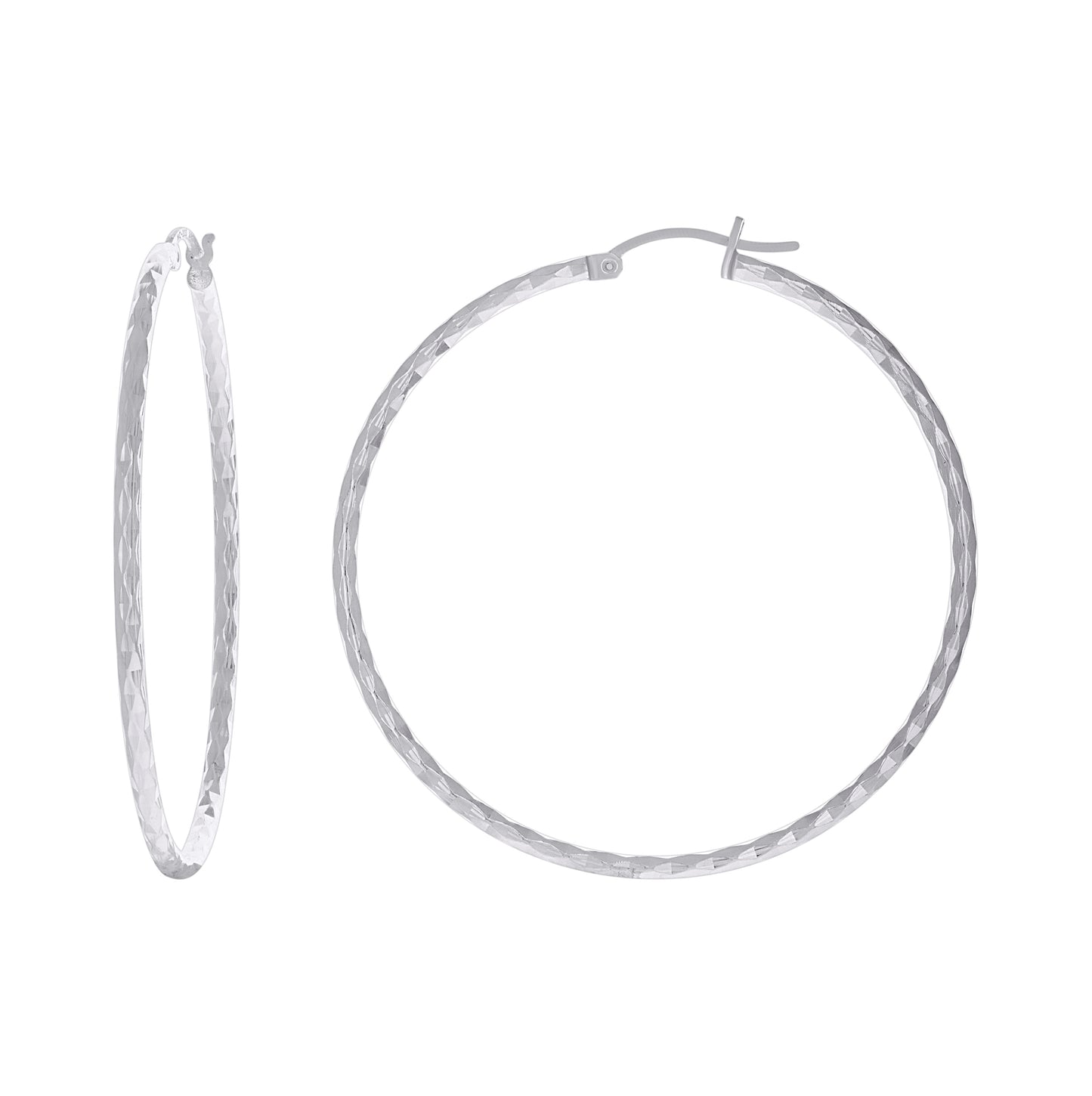 Sterling Silver Womens Twisted Hoop Earrings