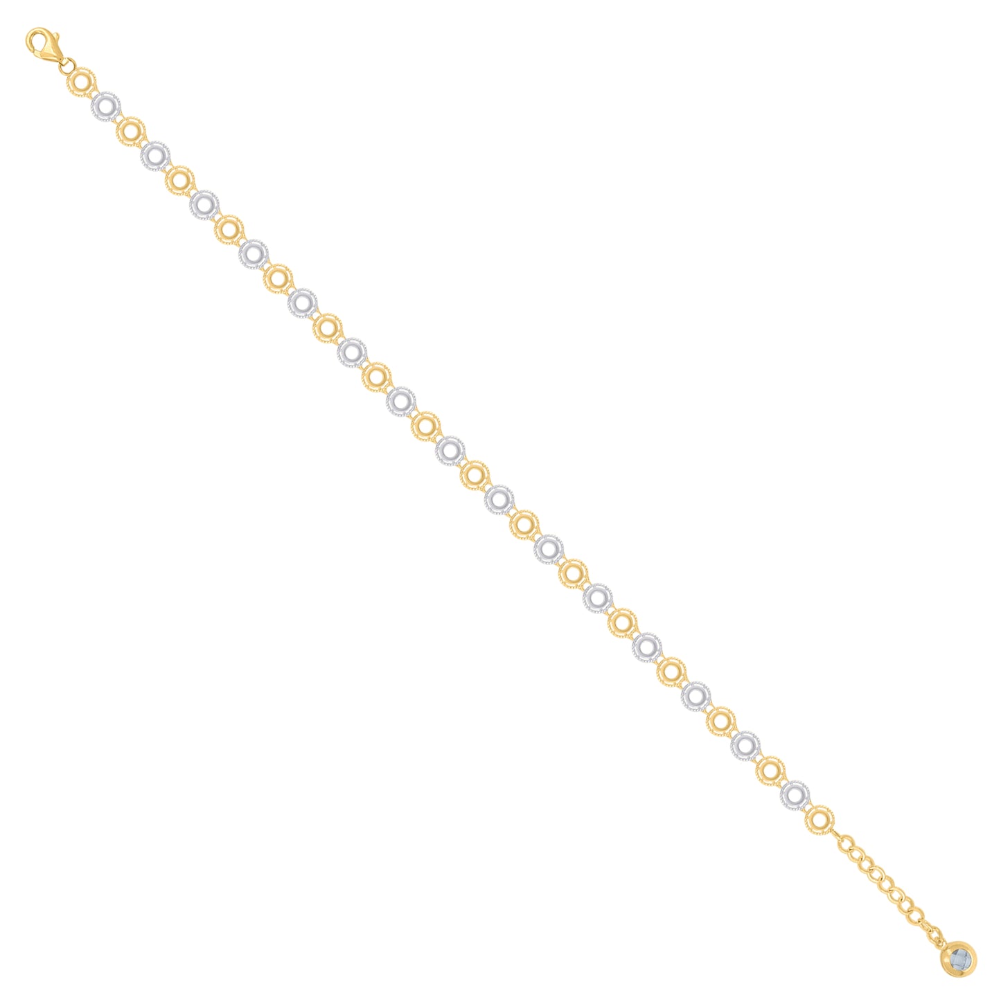 10K Two-tone Gold Womens Cubic-Zirconia Fashion Link Bracelet Size 8 Inches