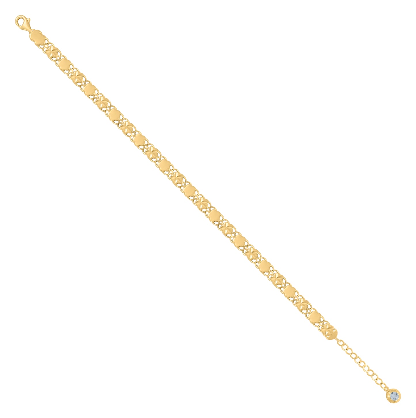 10K Yellow Gold Womens Cubic-Zirconia Flower Link Bracelet Size 8 Inches