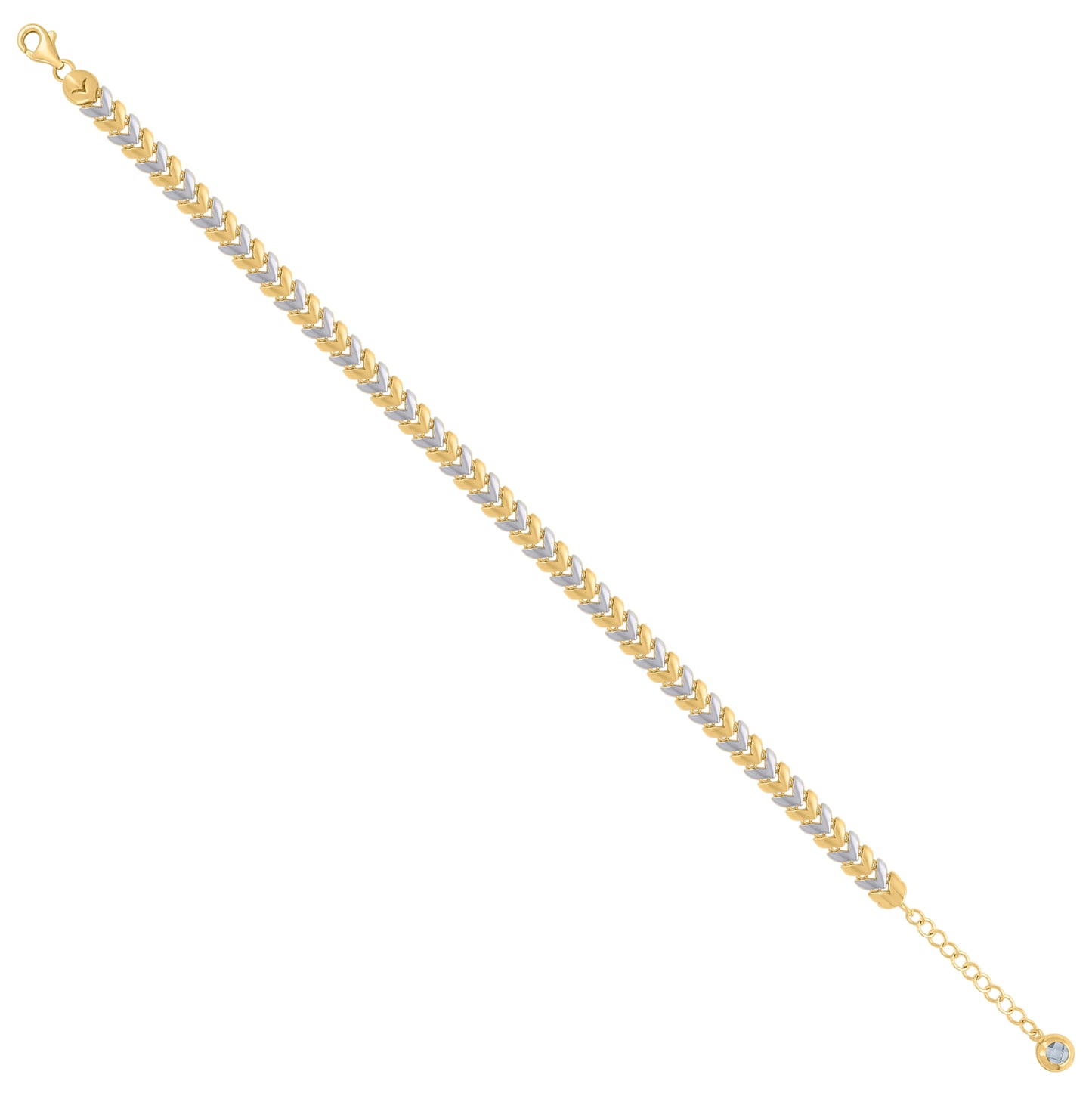 10K Two-tone Gold Womens Cubic-Zirconia Fashion Link Bracelet Size 8 Inches