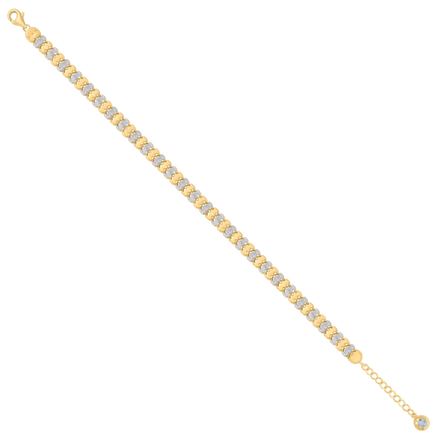 10K Two-tone Gold Womens Cubic-Zirconia Fashion Link Bracelet Size 8 Inches