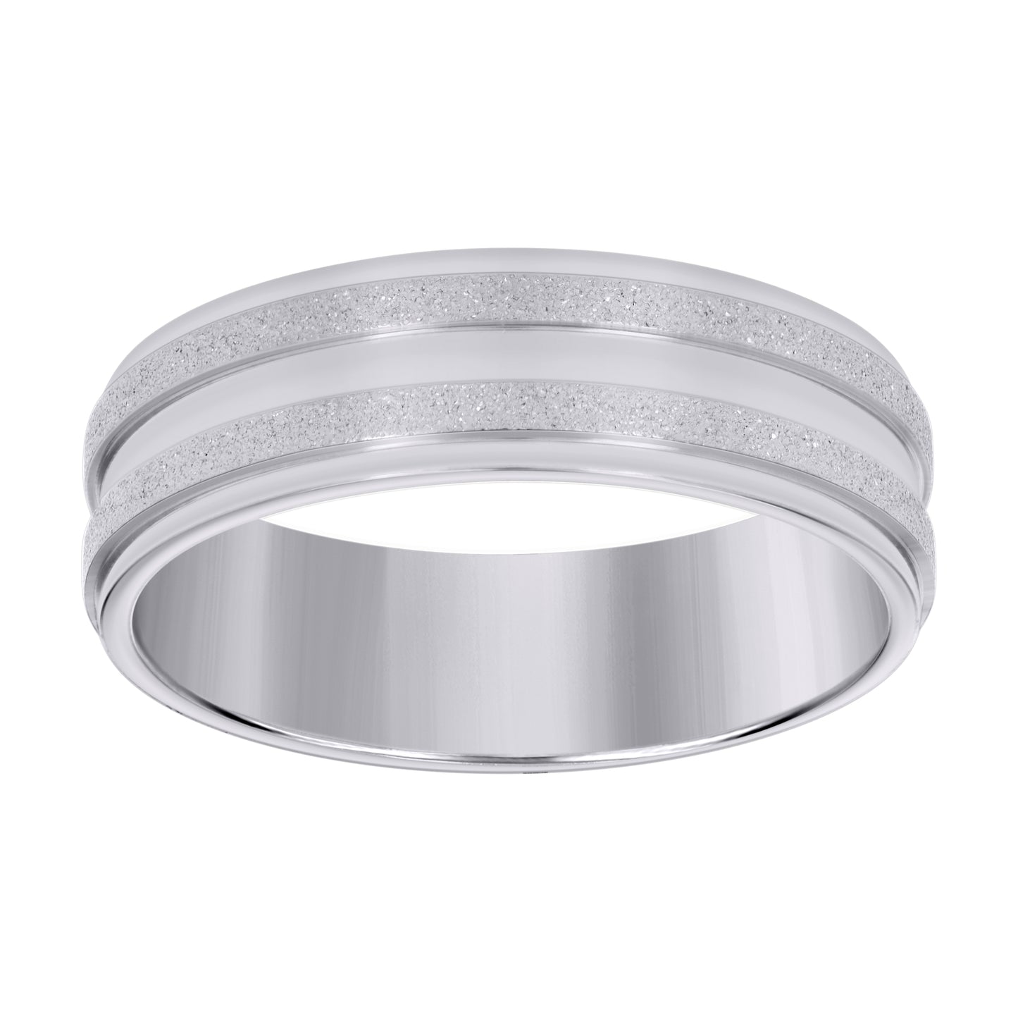 Stainless Steel Mens Stone Finish Grooved Comfort-Fit Bridal Anniversary Engagement Wedding Band 7mm