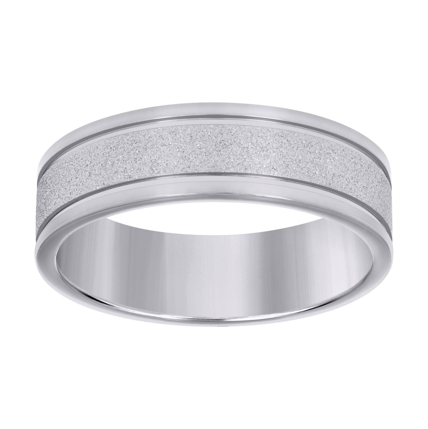 Stainless Steel Men's Stone Finish Grooved Comfort-Fit Bridal Anniversary Engagement Wedding Band 7mm