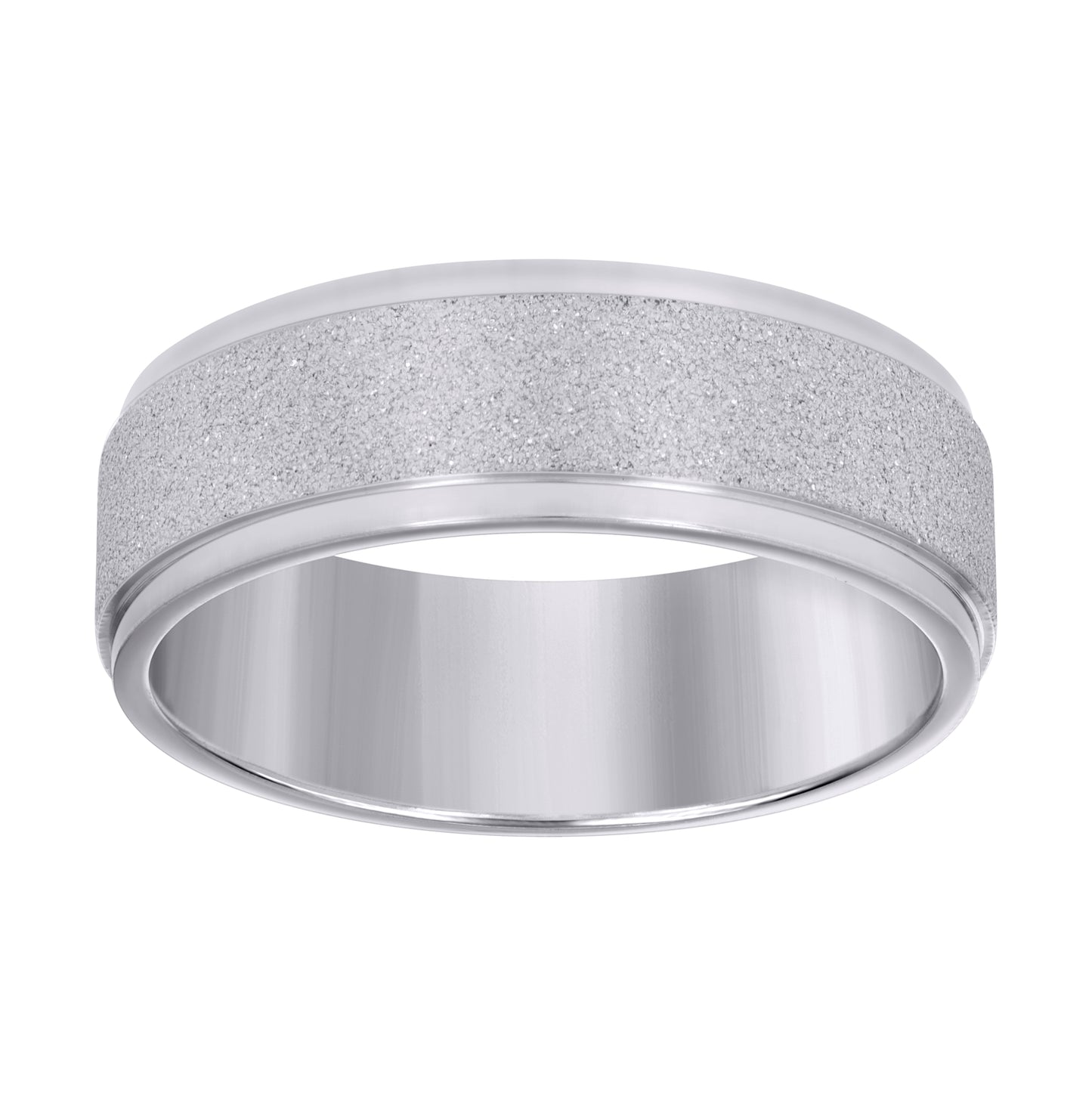 Stainless Steel Mens Stone Finish Comfort-Fit Bridal Anniversary Engagement Wedding Band 8mm