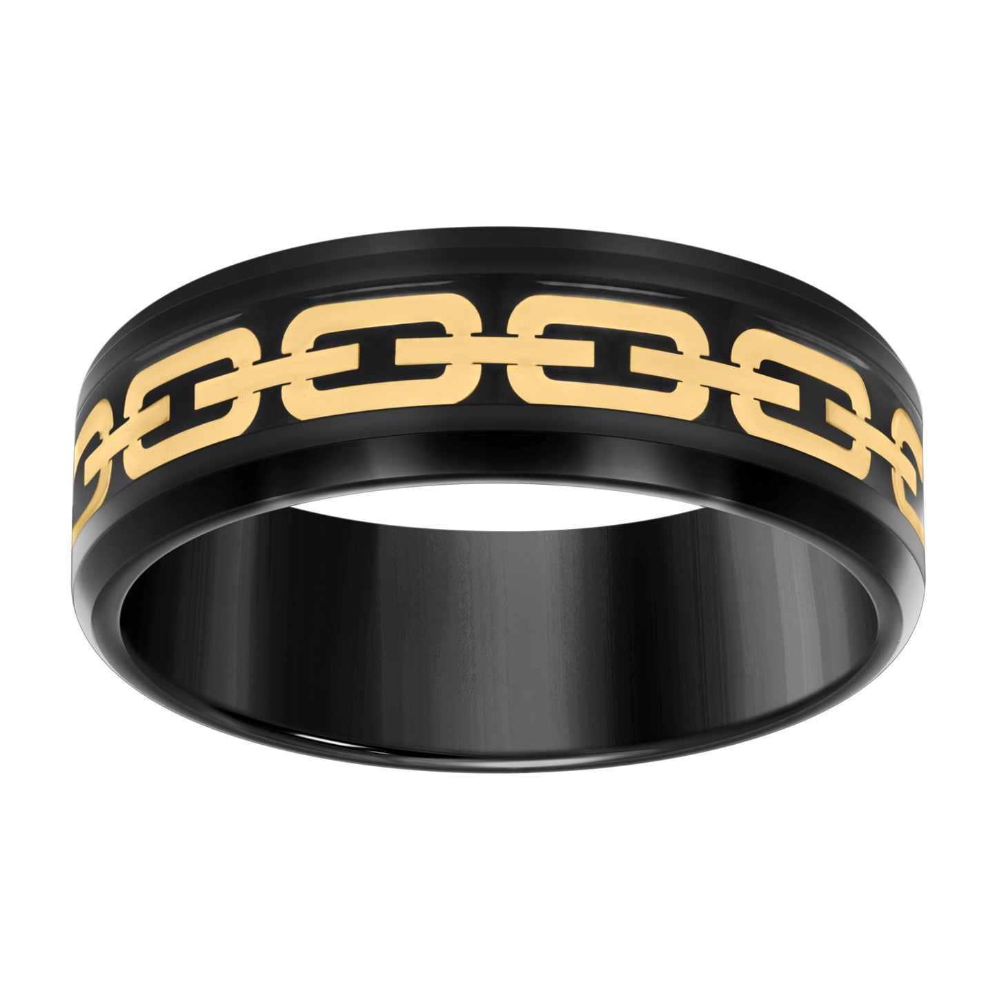 Stainless Steel Yellow & Black-tone Mens Comfort-Fit Bridal Anniversary Engagement Wedding Band 8mm