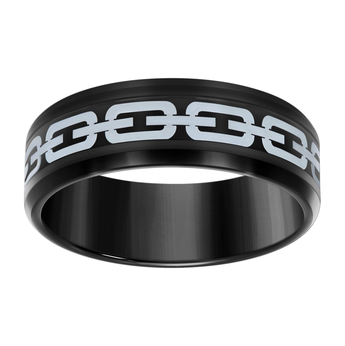 Stainless Steel Black-tone Mens Comfort-Fit Bridal Anniversary Engagement Wedding Band 8mm