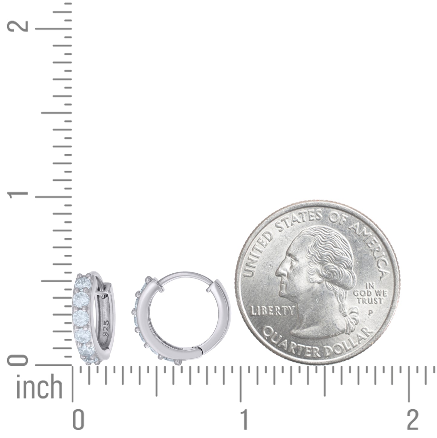 Sterling Silver Womens Cubic-Zirconia Fashion Hoop Huggies Earrings