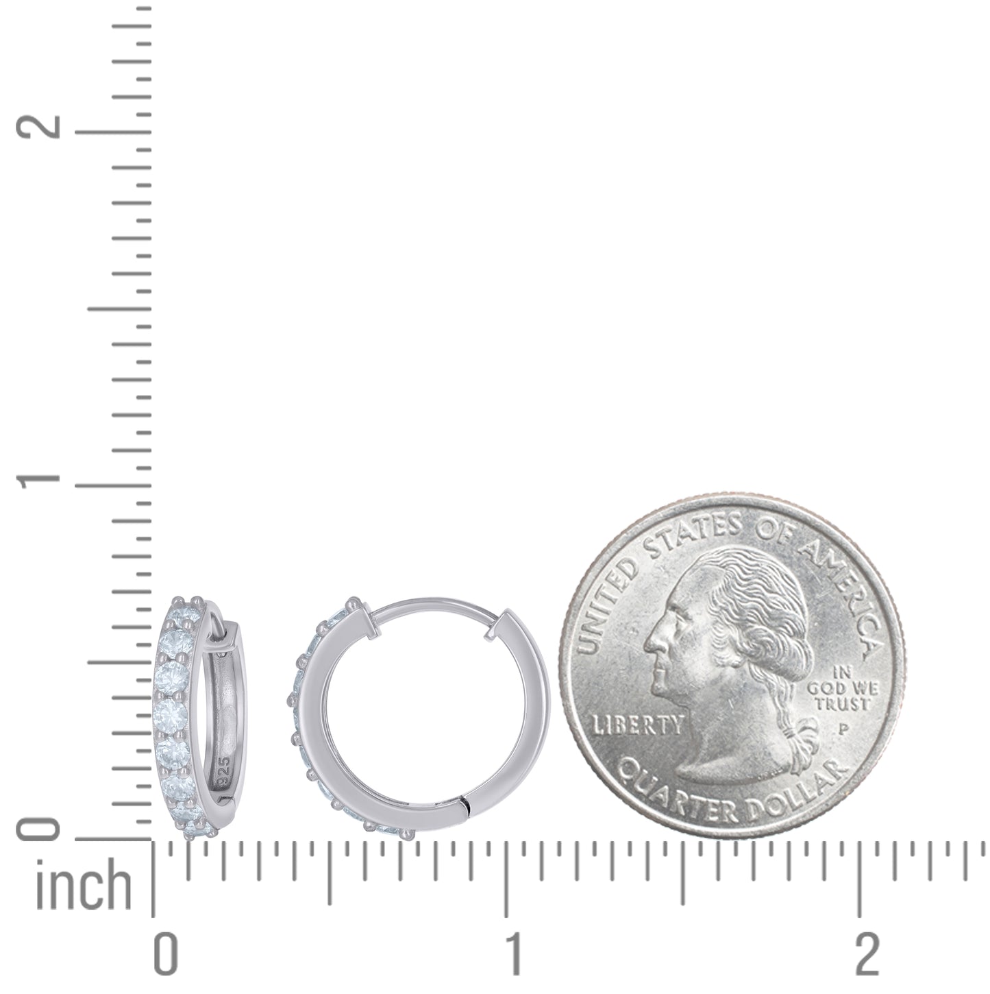 Sterling Silver Womens Cubic-Zirconia Fashion Hoop Huggies Earrings