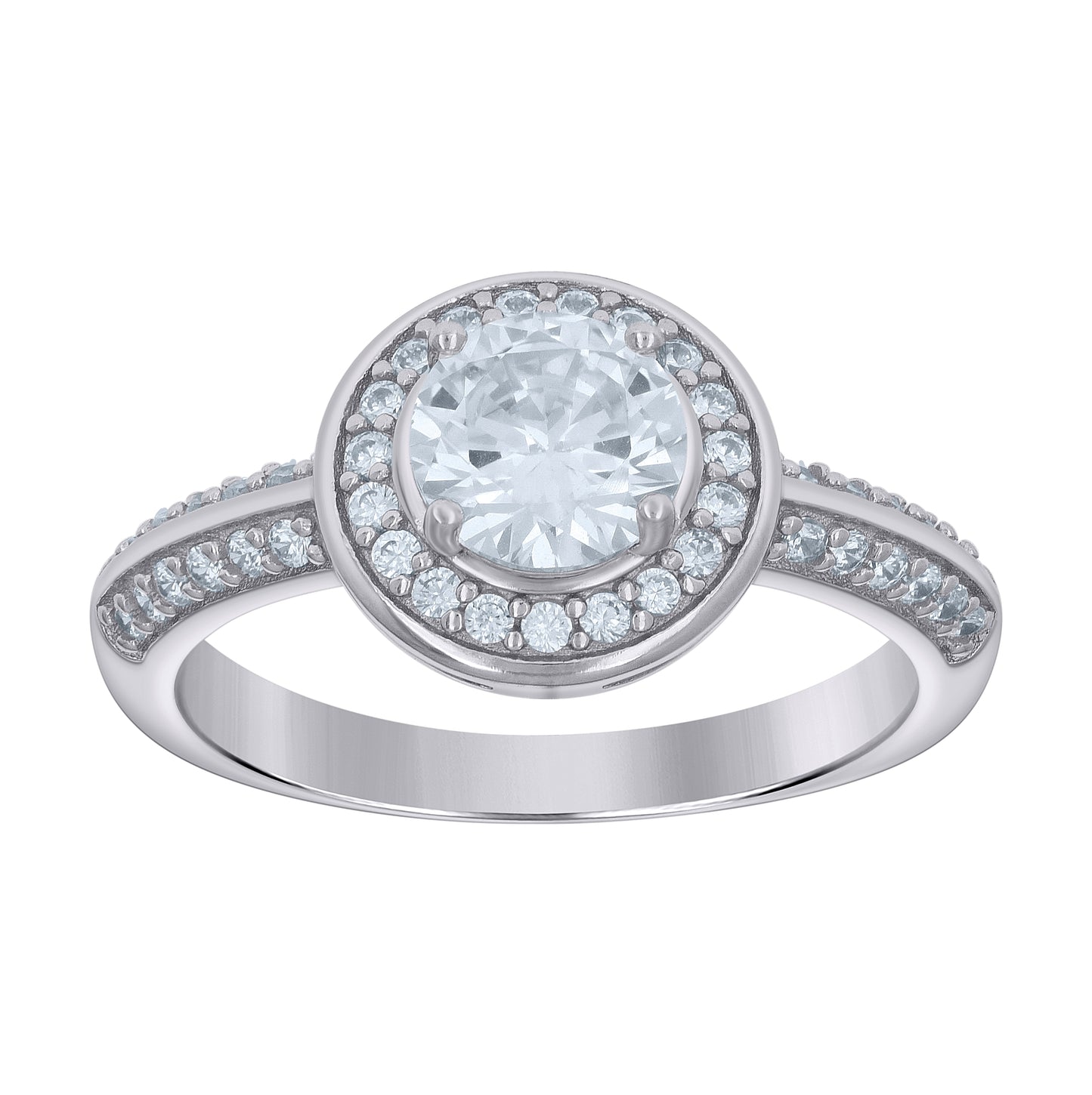 Sterling Silver Women's Cubic-Zirconia Round Head Fashion Bridal Anniversary Wedding Engagement Band Ring