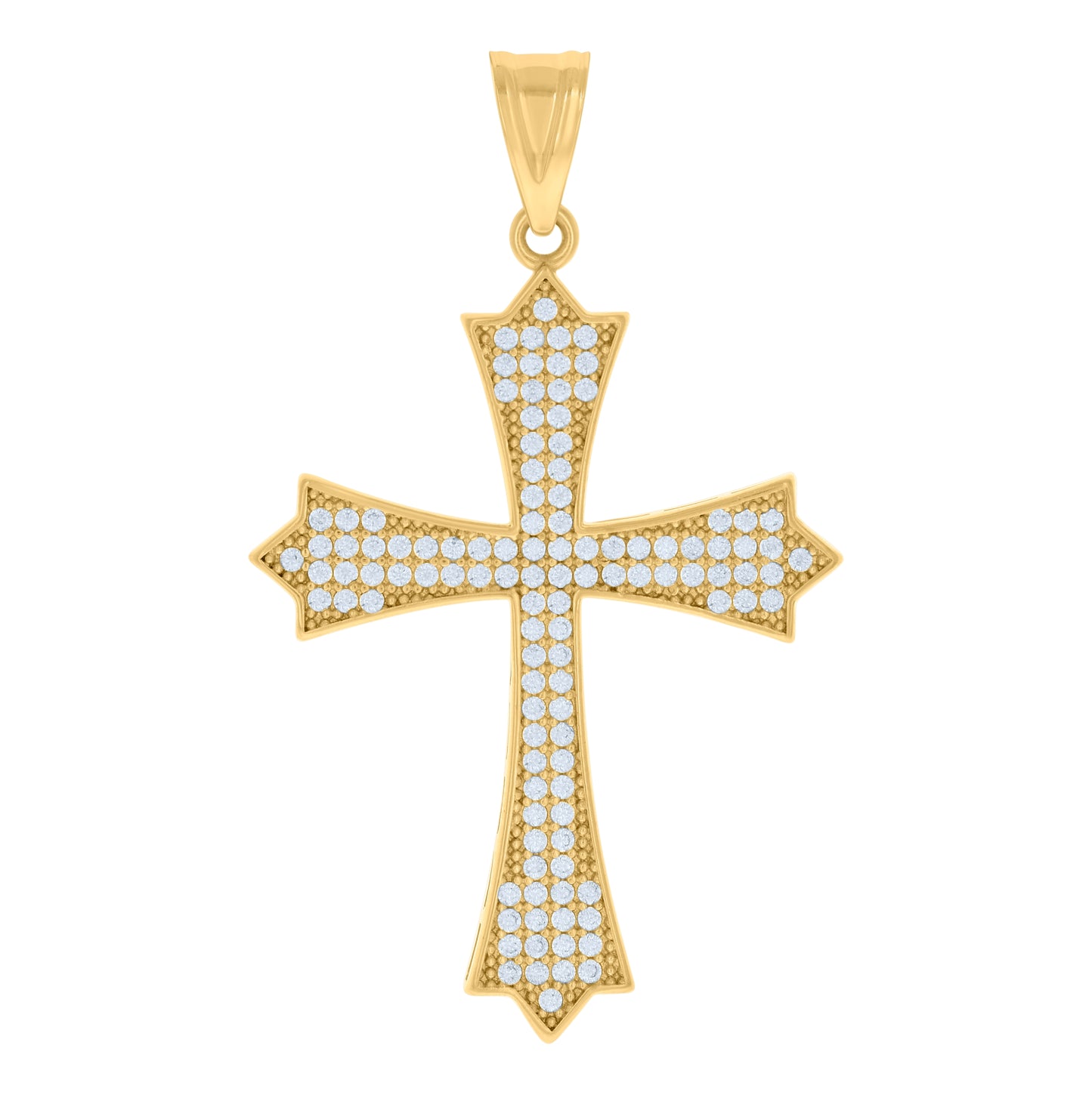 10K Yellow Gold Mens Cubic-Zirconia Cross Religious Charm Pendant