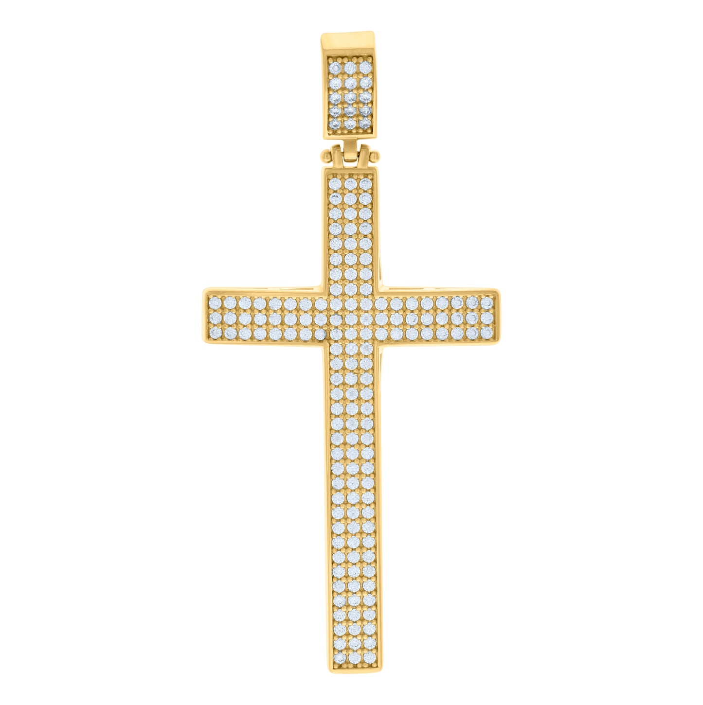 10K Yellow Gold Mens Cubic-Zirconia Cross Religious Charm Pendant