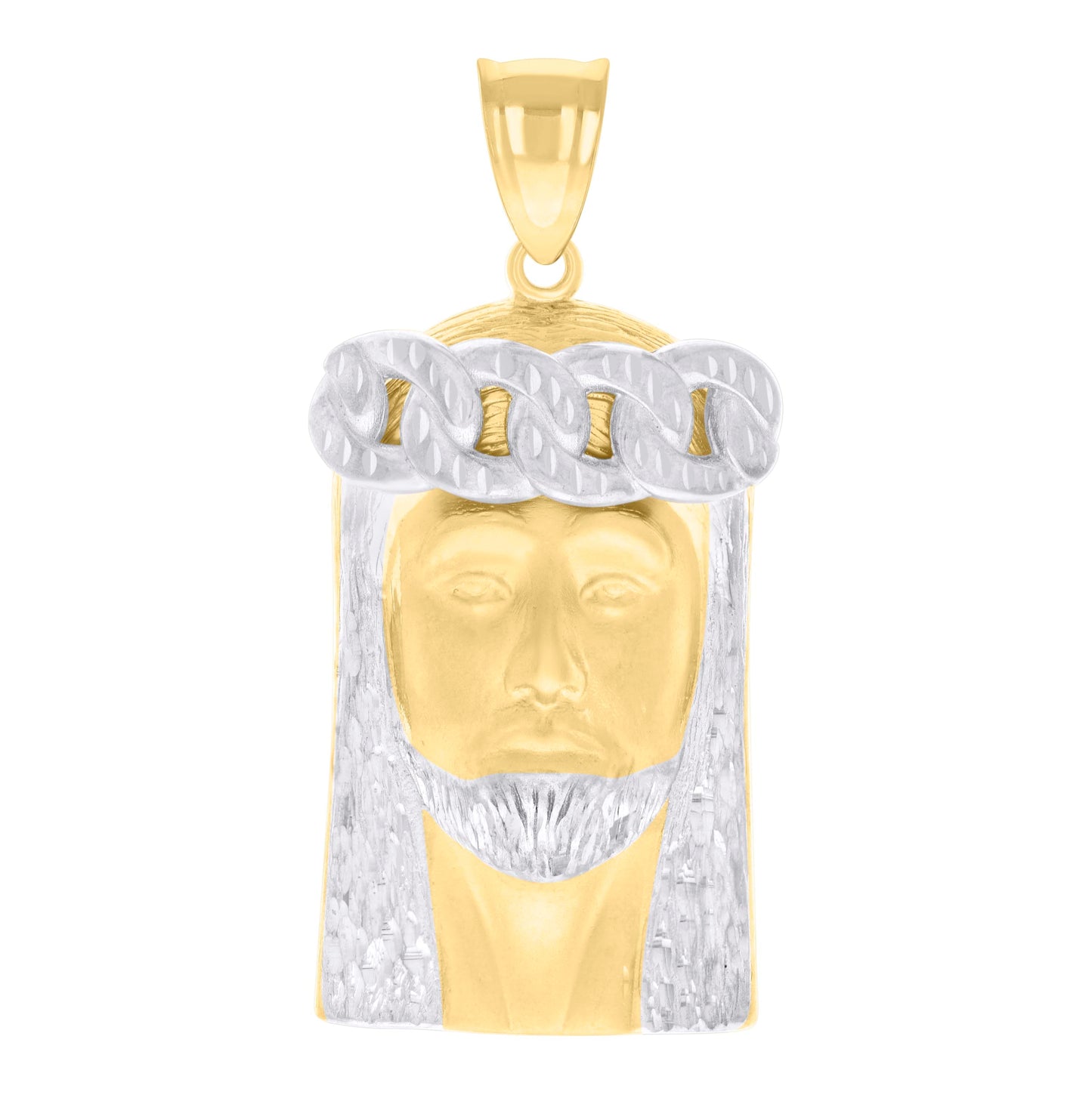 10K Two-tone Gold Mens Jesus Religious Charm Pendant