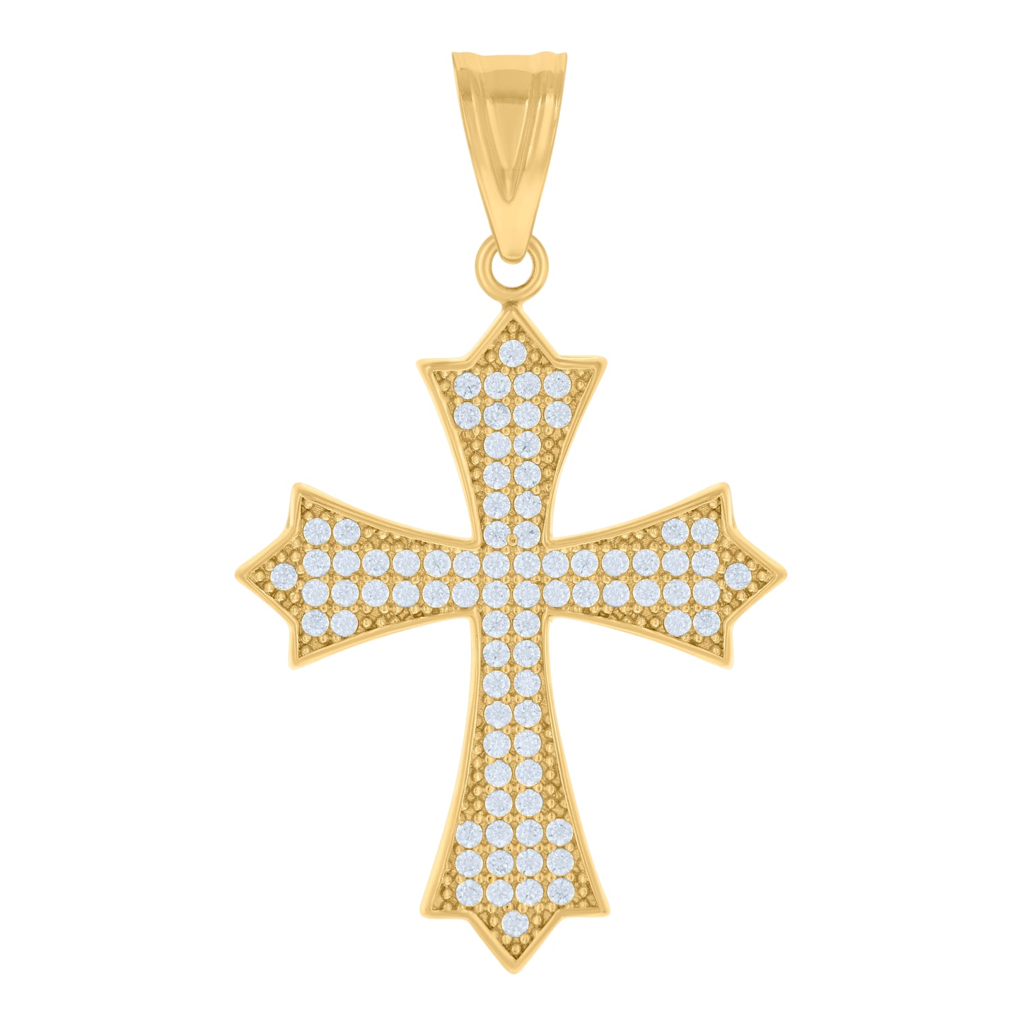10K Yellow Gold Mens Cubic-Zirconia Cross Religious Charm Pendant