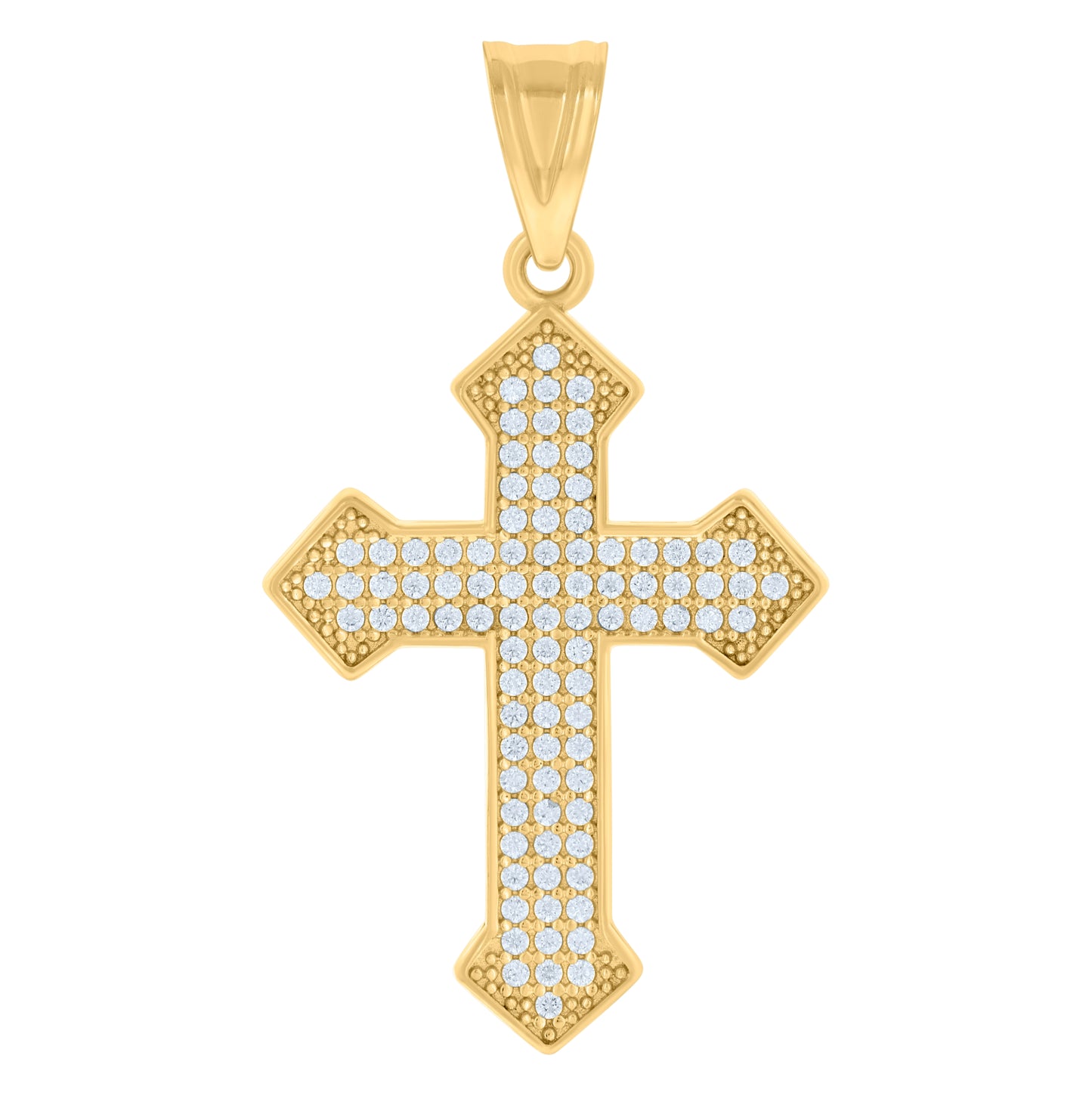 10K Yellow Gold Mens Cubic-Zirconia Cross Religious Charm Pendant