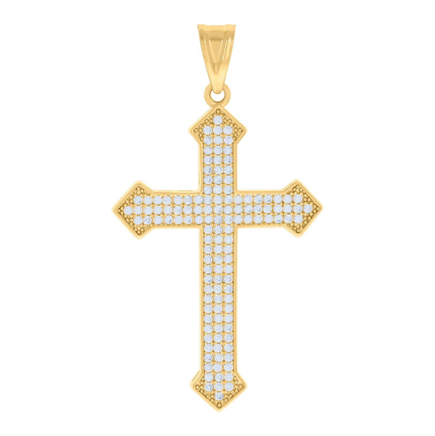 10K Yellow Gold Mens Cubic-Zirconia Cross Religious Charm Pendant