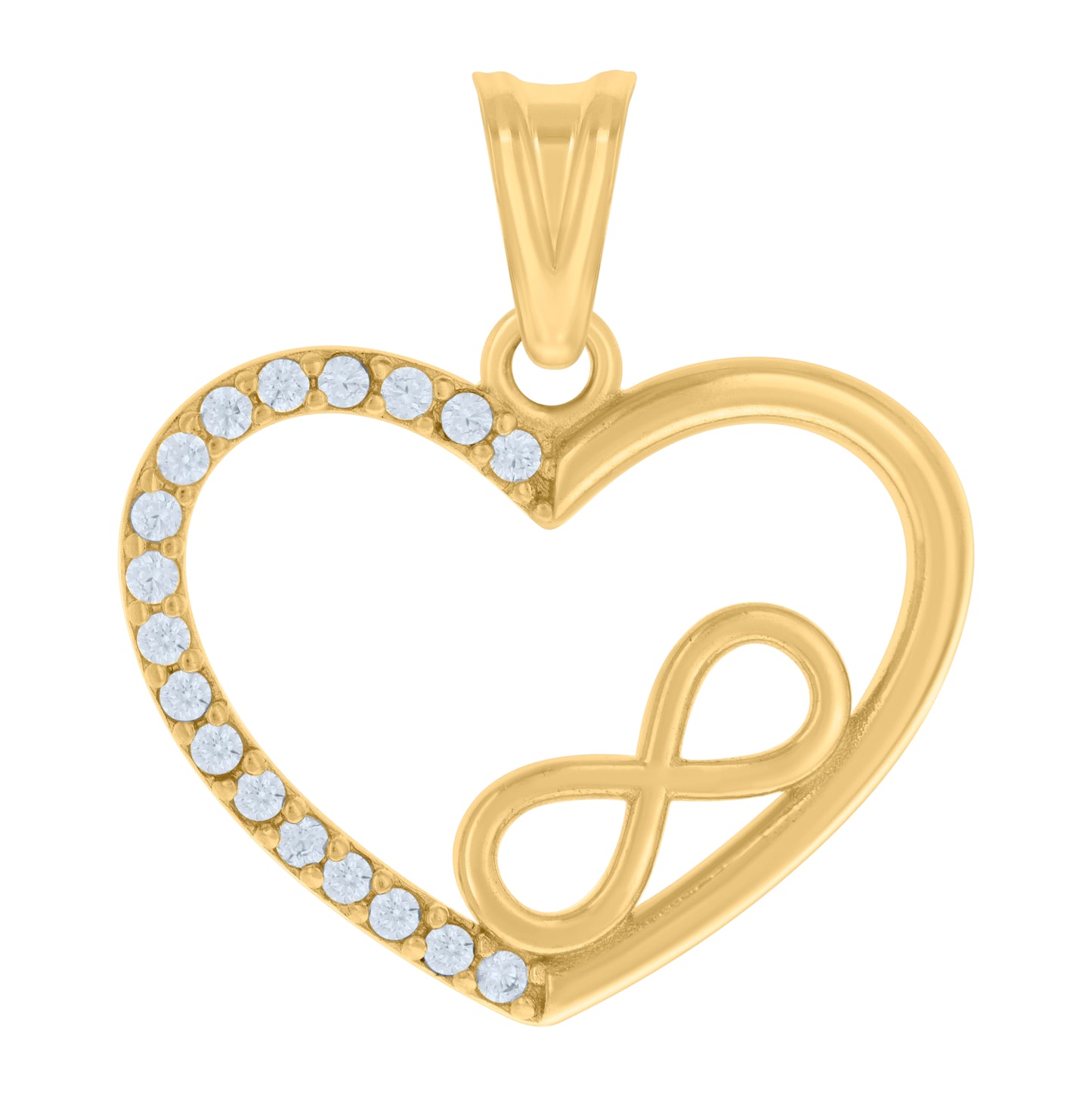 10K Yellow Gold Womens Cubic-Zirconia Infinity Heart Love Charm Pendant