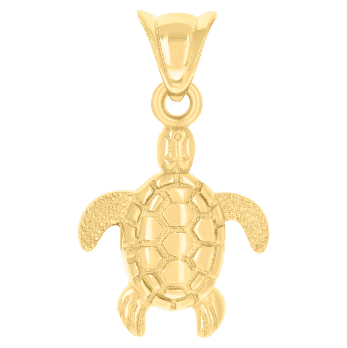 10K Yellow Gold Unisex Good Luck Turtle Animal Ocean Charm Pendant